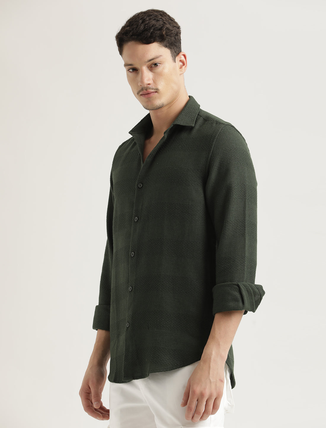 Men Textured Cotton Slim-Fit Shirt
