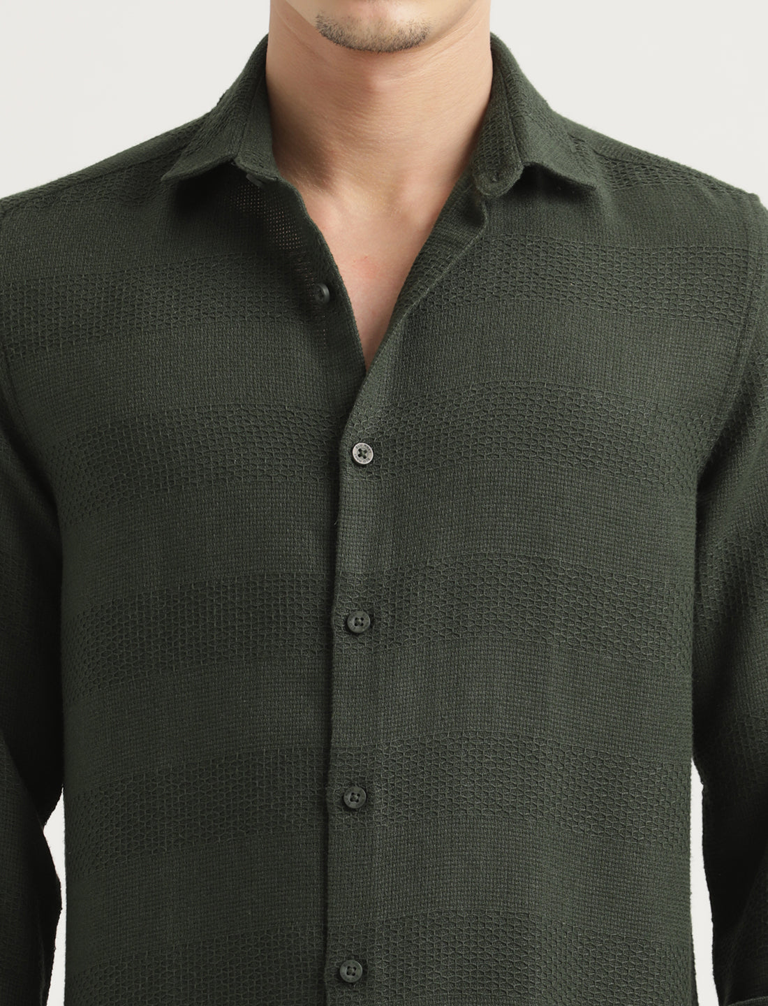 Men Textured Cotton Slim-Fit Shirt