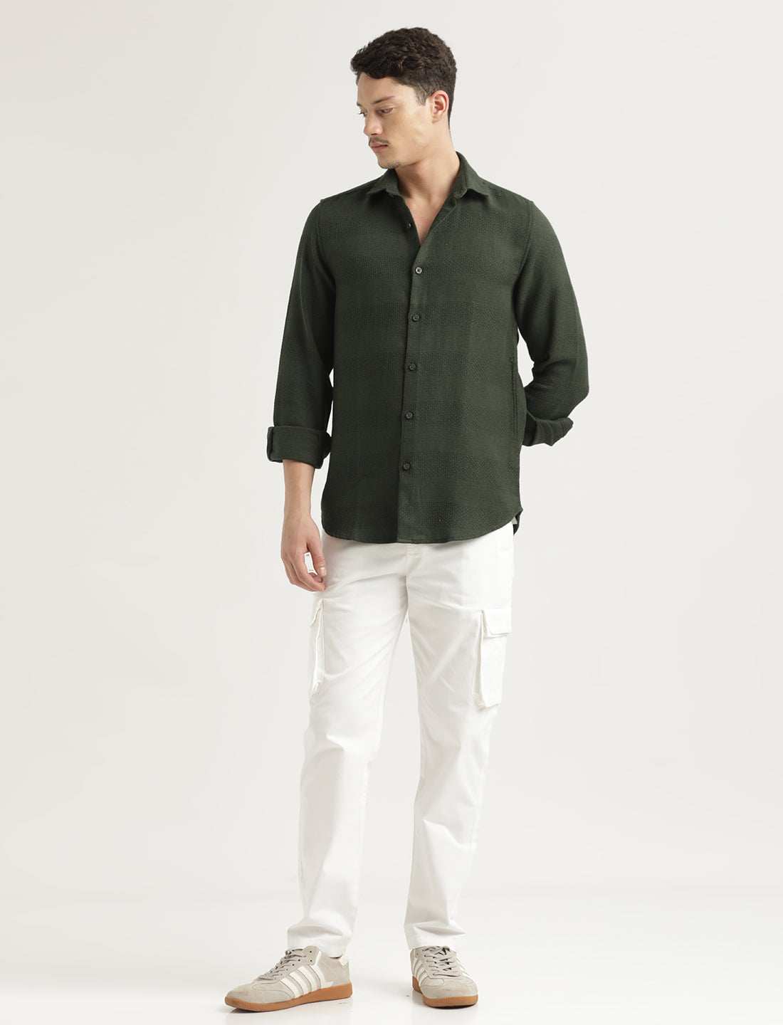 Men Textured Cotton Slim-Fit Shirt