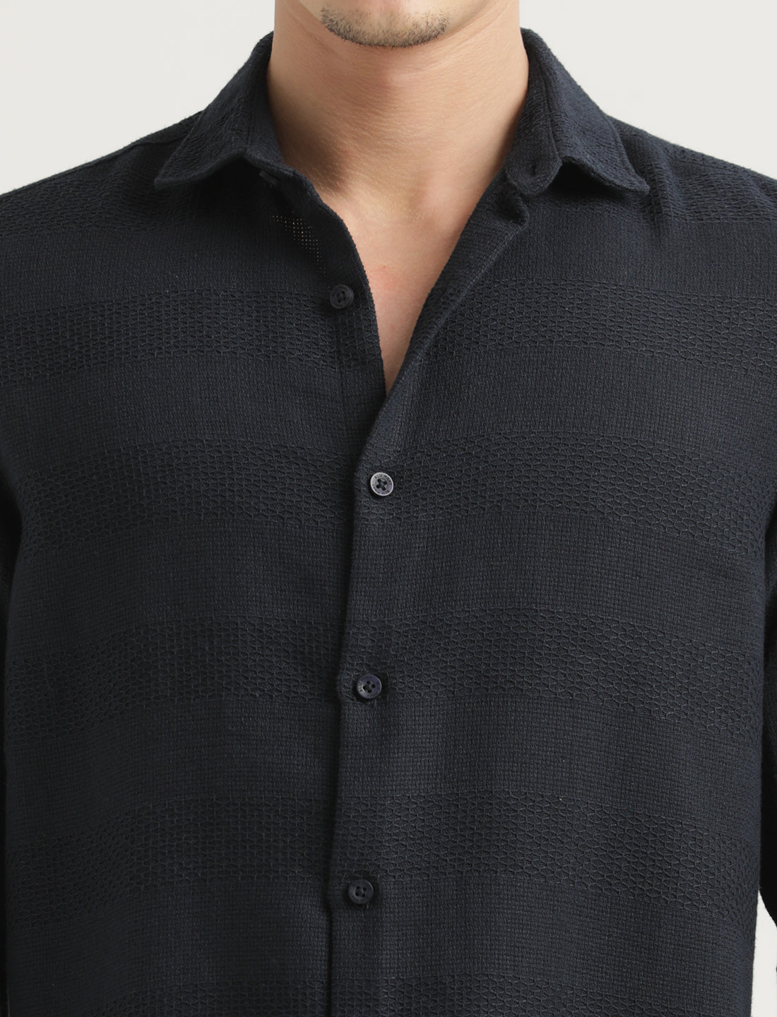 Men Textured Cotton Slim-Fit Shirt