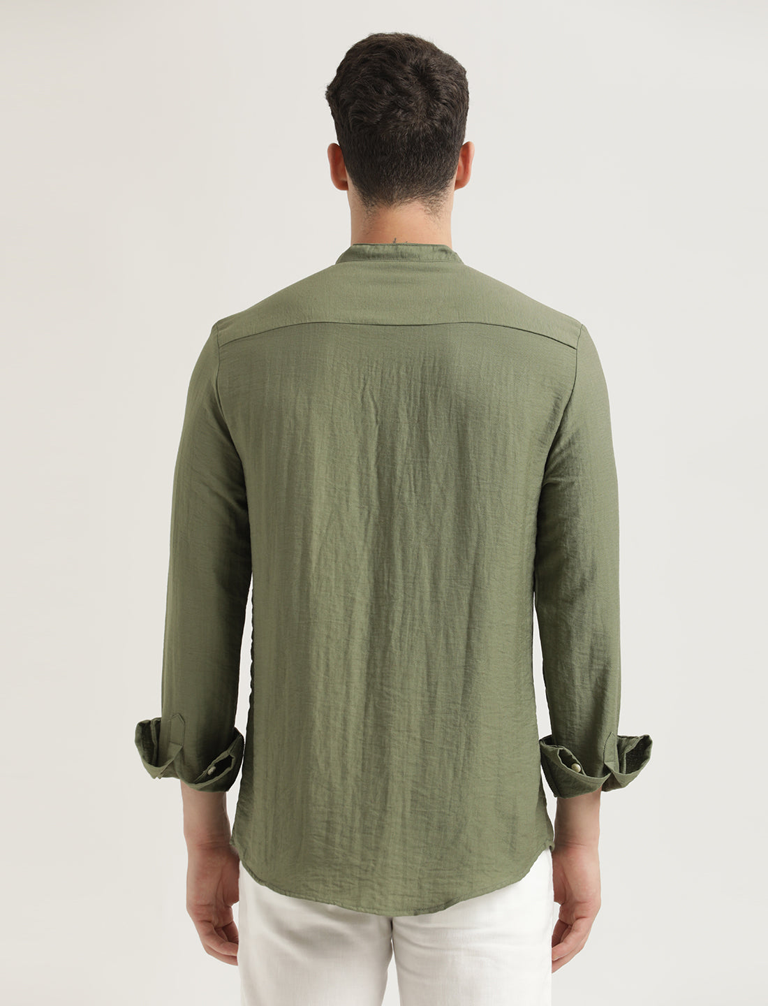 Men Mandarin Collar Nylon Shirt