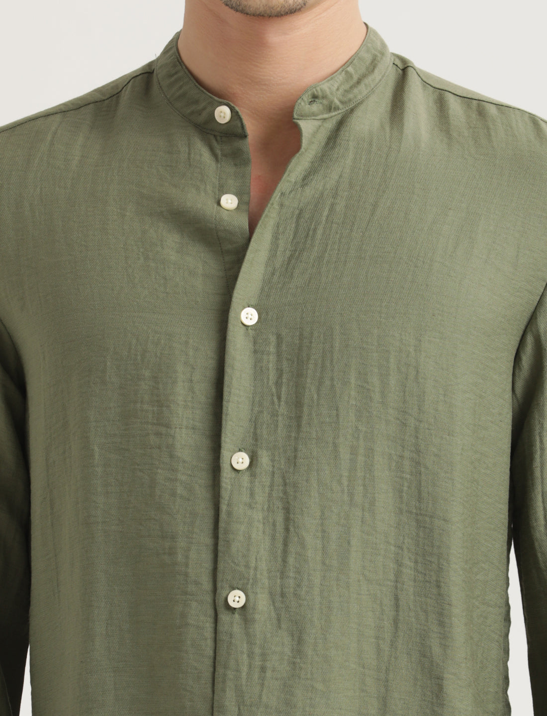 Men Mandarin Collar Nylon Shirt