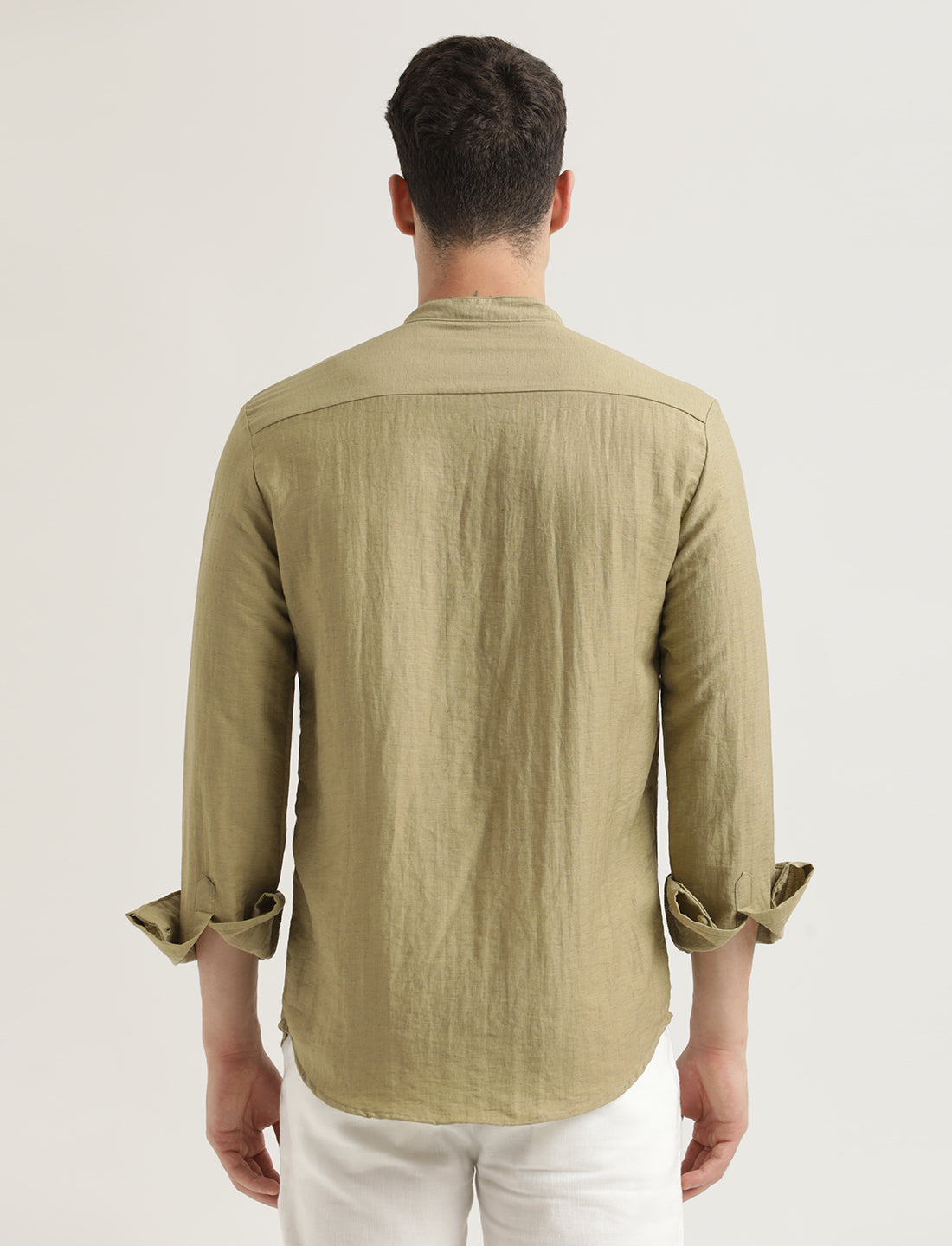 Men Mandarin Collar Nylon Shirt