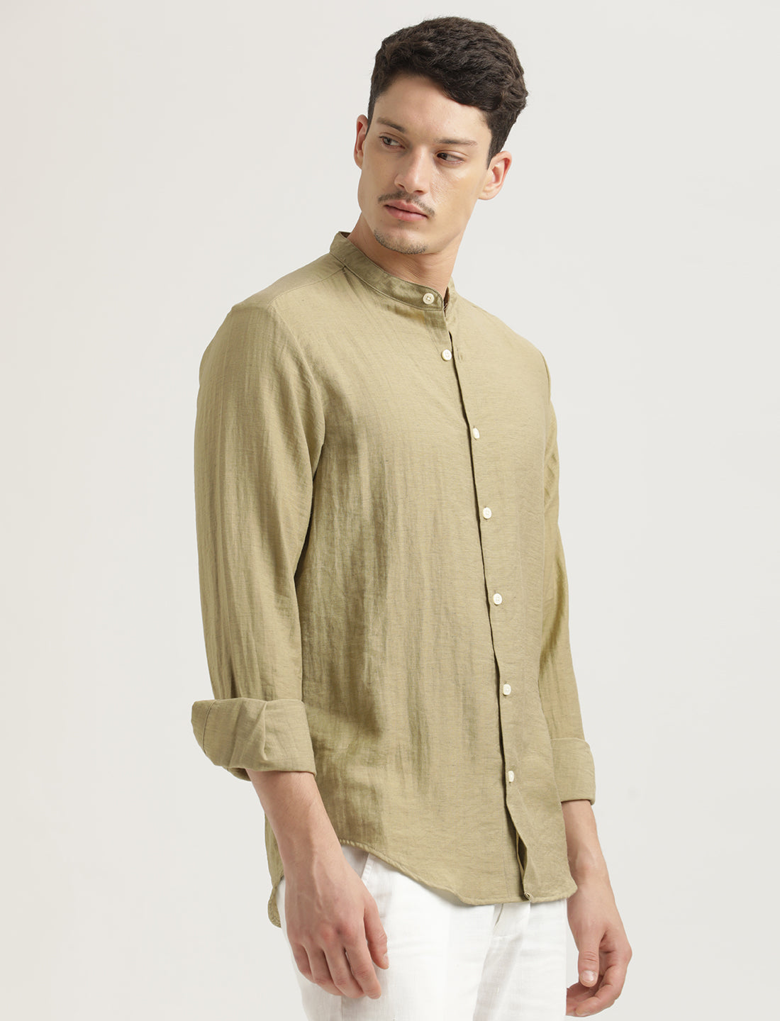 Men Mandarin Collar Nylon Shirt