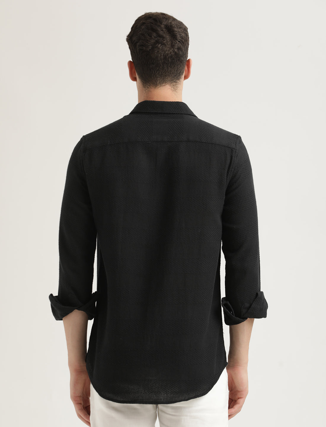 Men Textured Cotton Slim-Fit Shirt