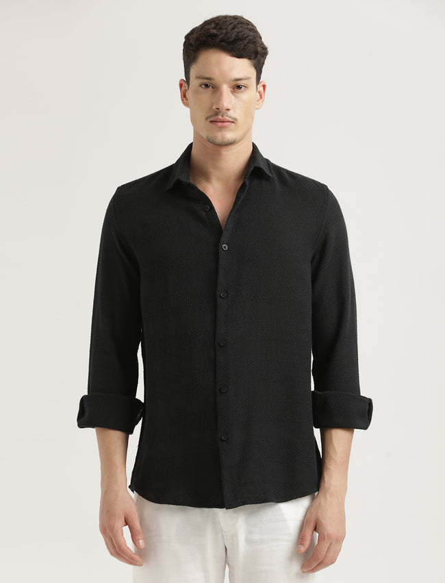 Men Textured Cotton Slim-Fit Shirt