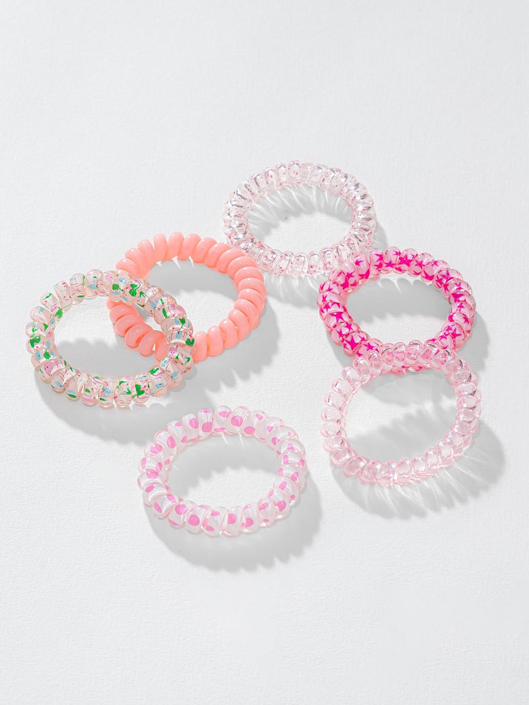 Peach Tangle-Free Spiral Hair Ties Set of 6