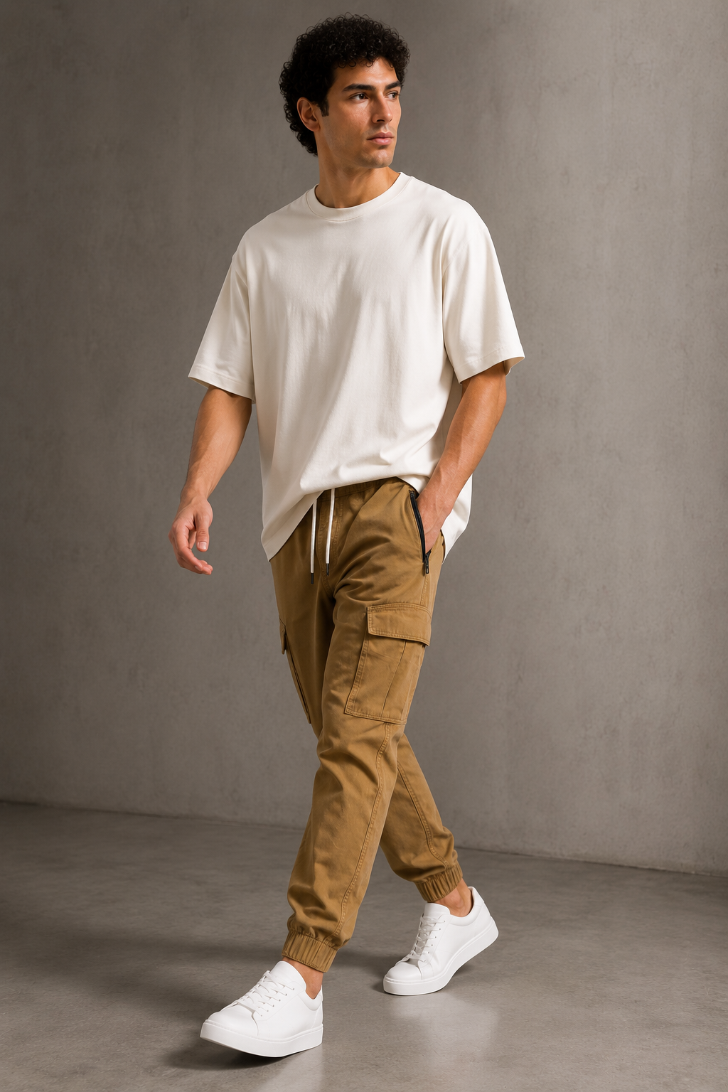 Men Brown Utility Cargo Joggers
