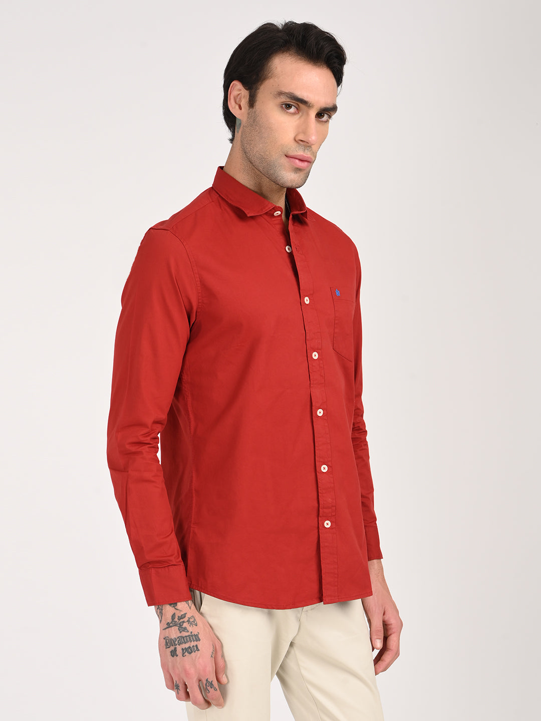 Men Cotton Shirt with Chest Pocket