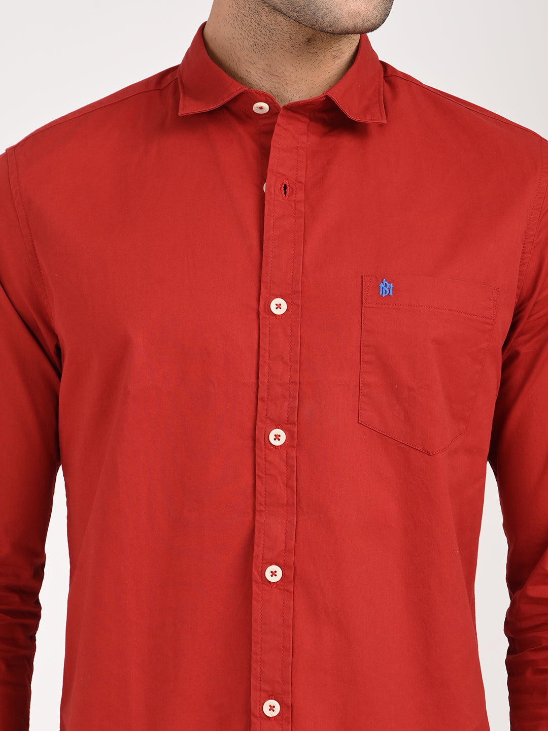 Men Cotton Shirt with Chest Pocket
