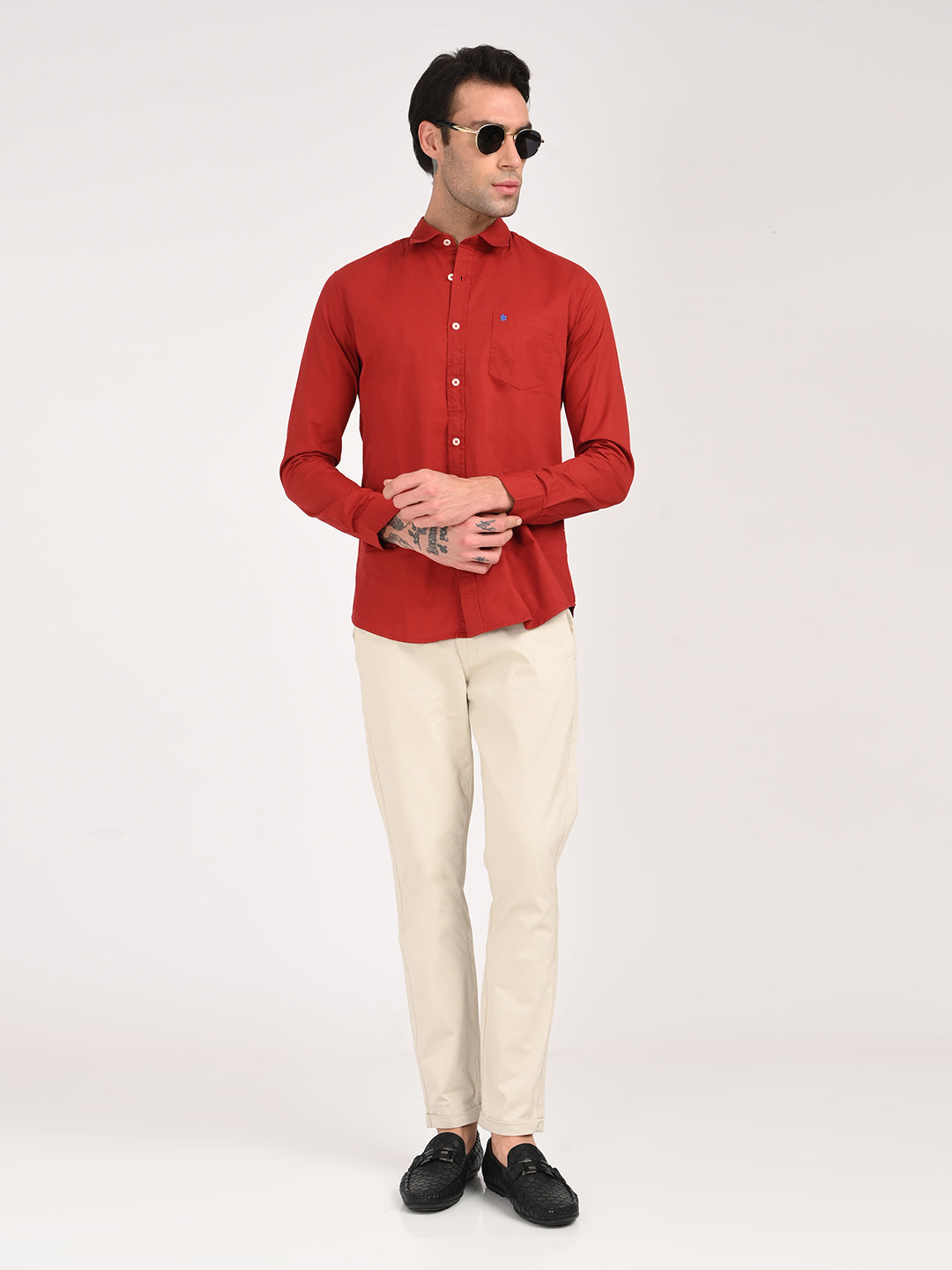 Men Cotton Shirt with Chest Pocket