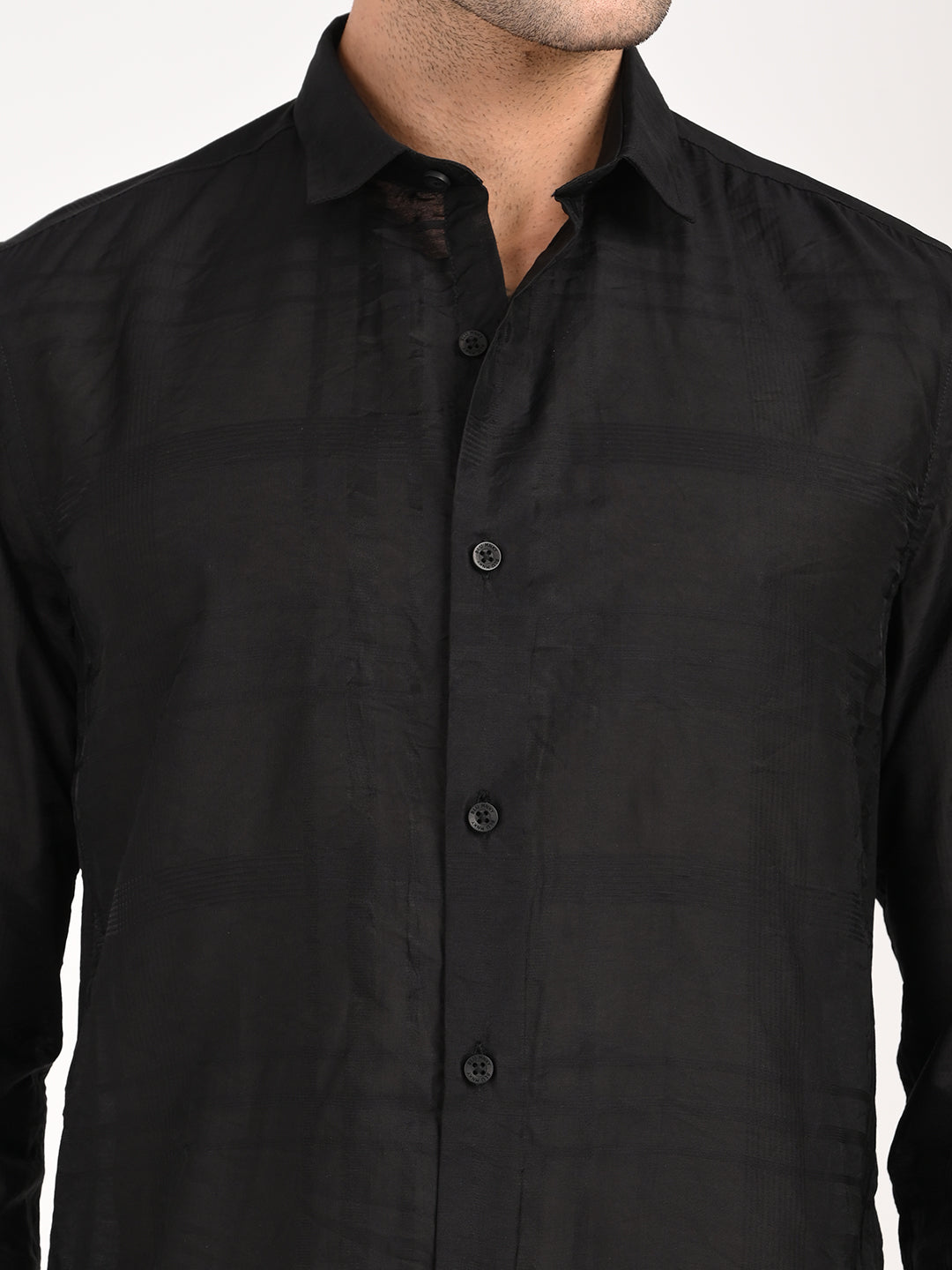 Men Slim Fit Nylon Self-Design Shirt