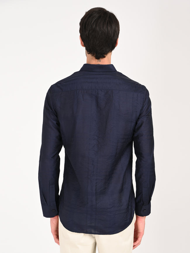 Men Slim Fit Nylon Self-Design Shirt