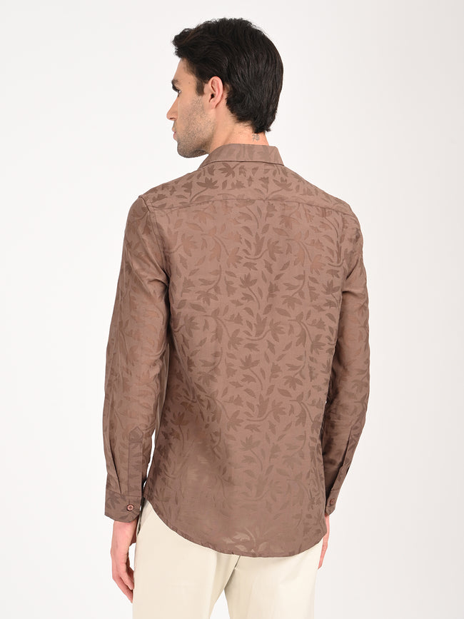 Men Textured Shirt in Brown