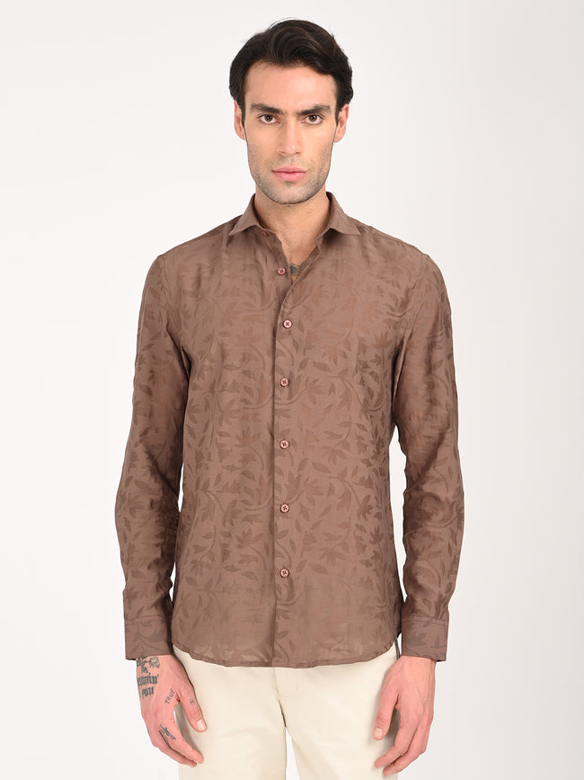 Men Textured Shirt in Brown