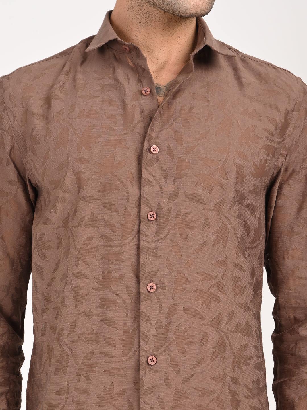 Men Textured Shirt in Brown