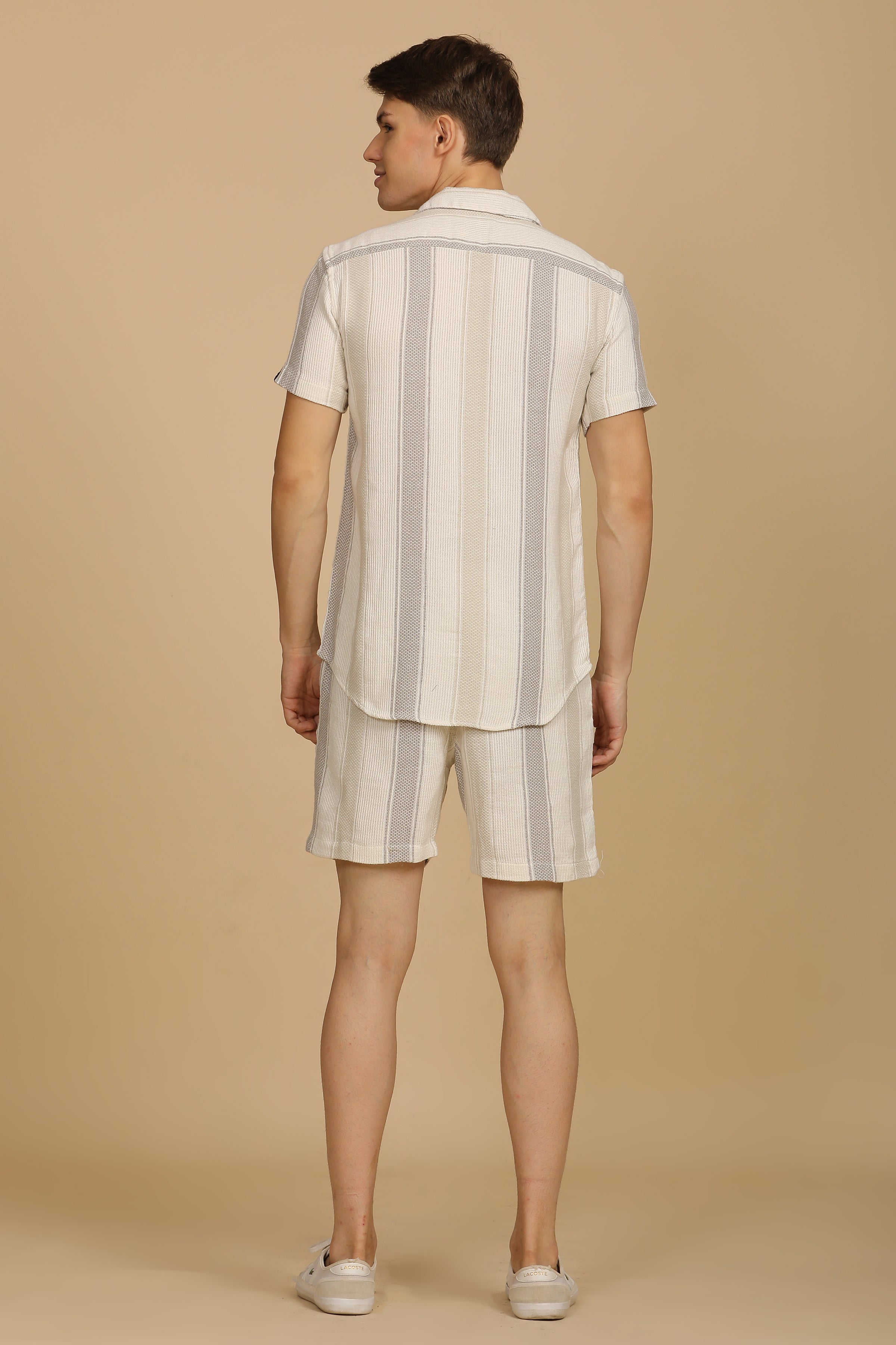 Men Illiana Striped CoOrds Off White