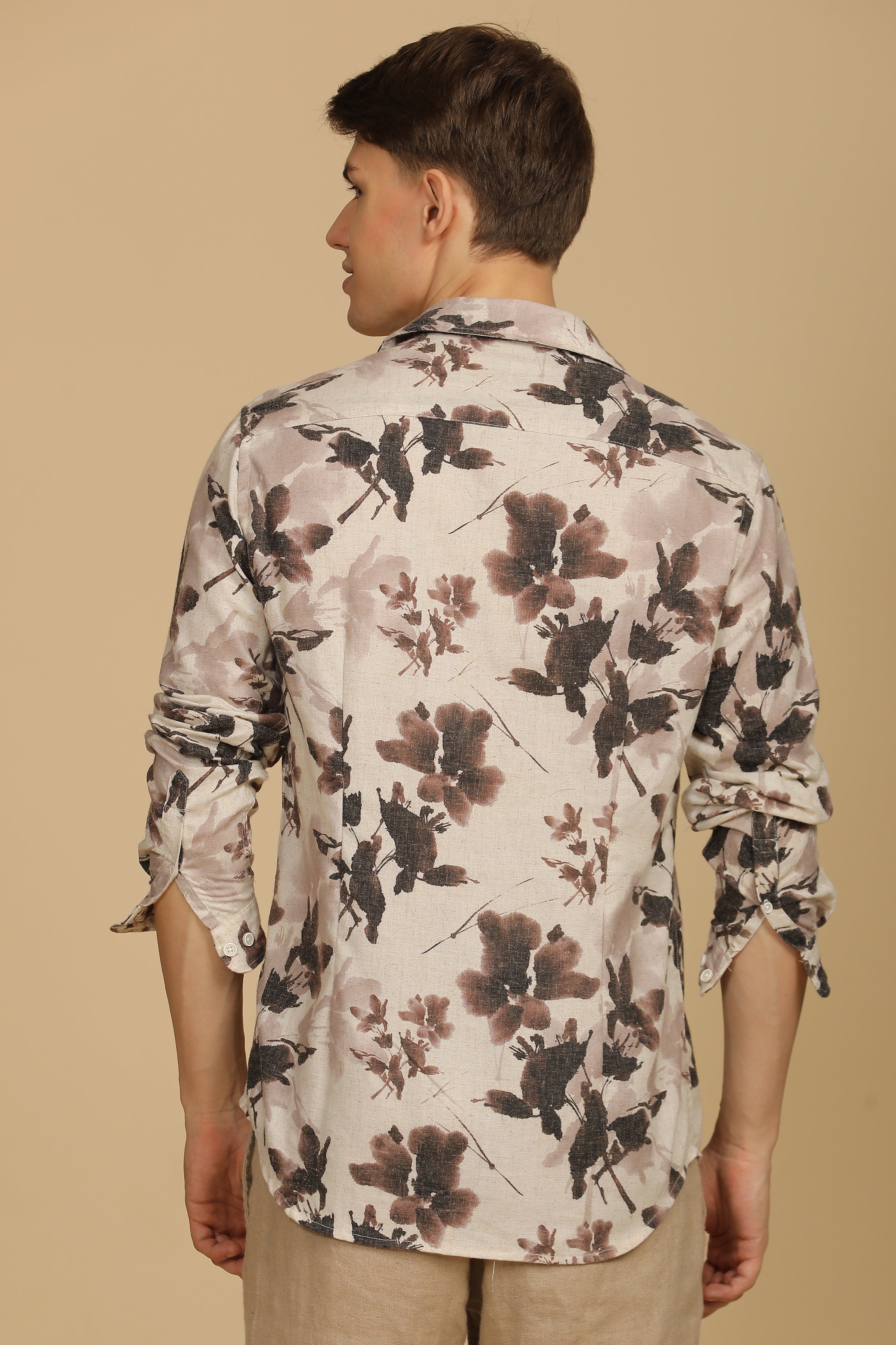 Men Roy Cotton Linen Shirt Brown