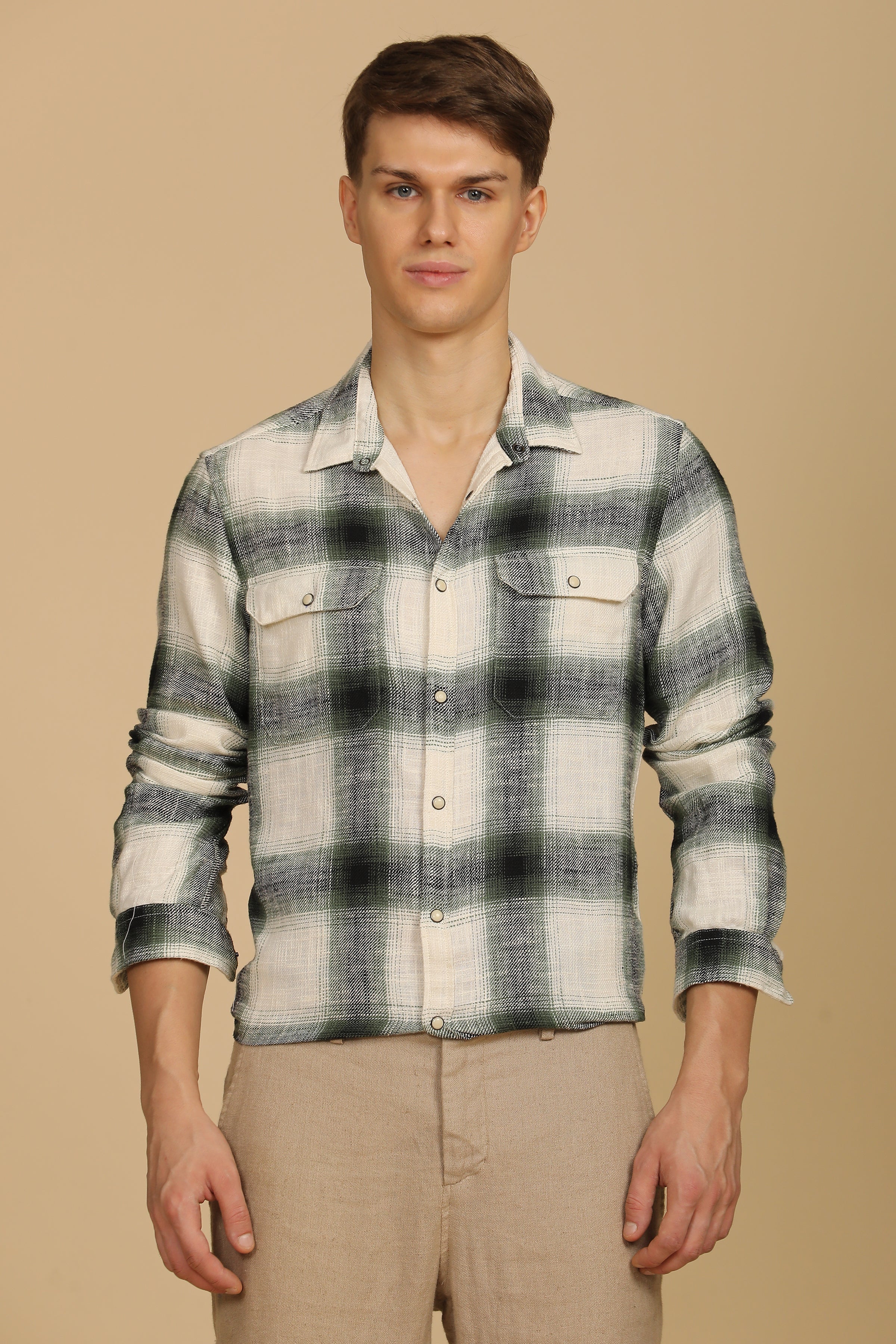 Men Brushed Check Shirt