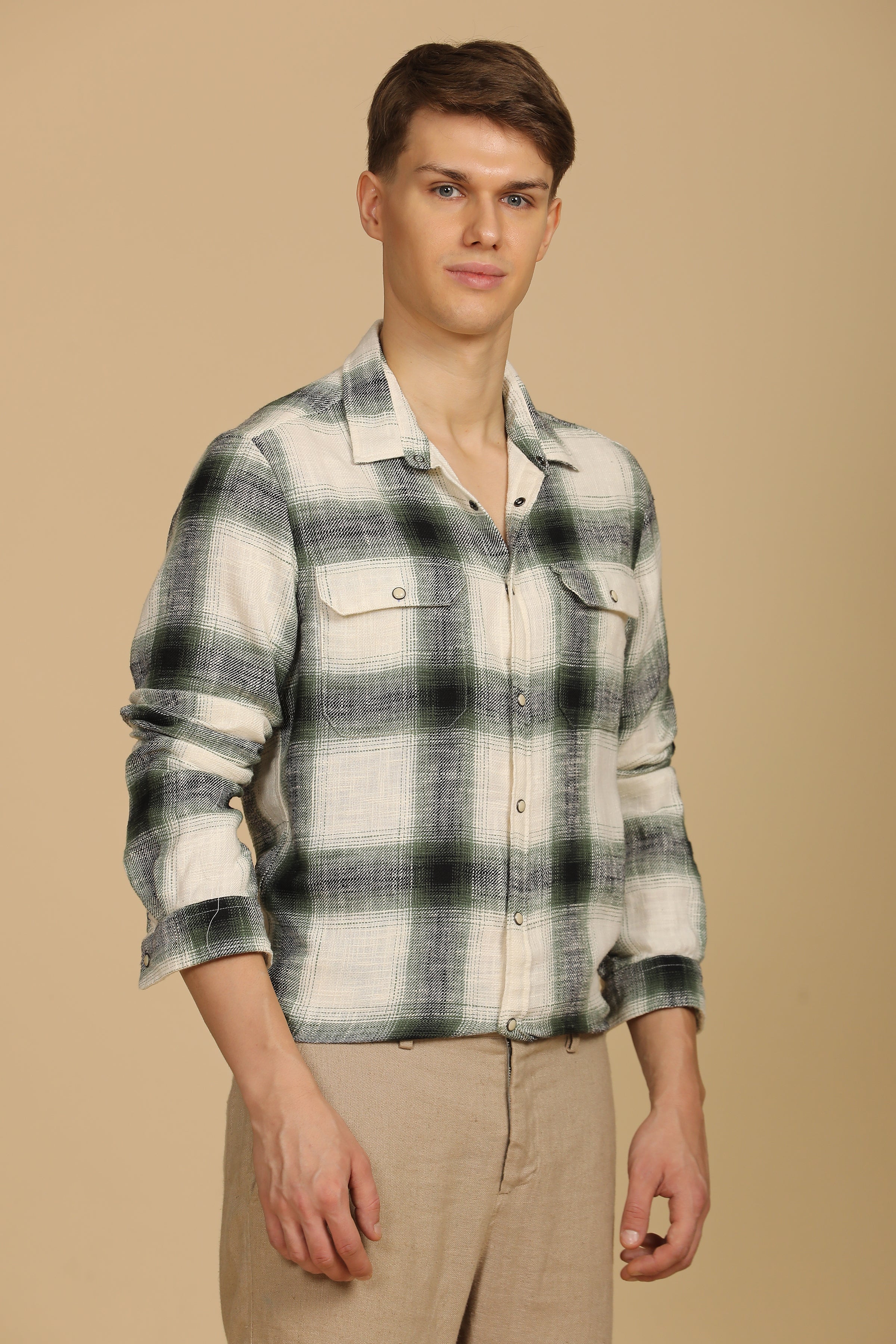 Men Brushed Check Shirt