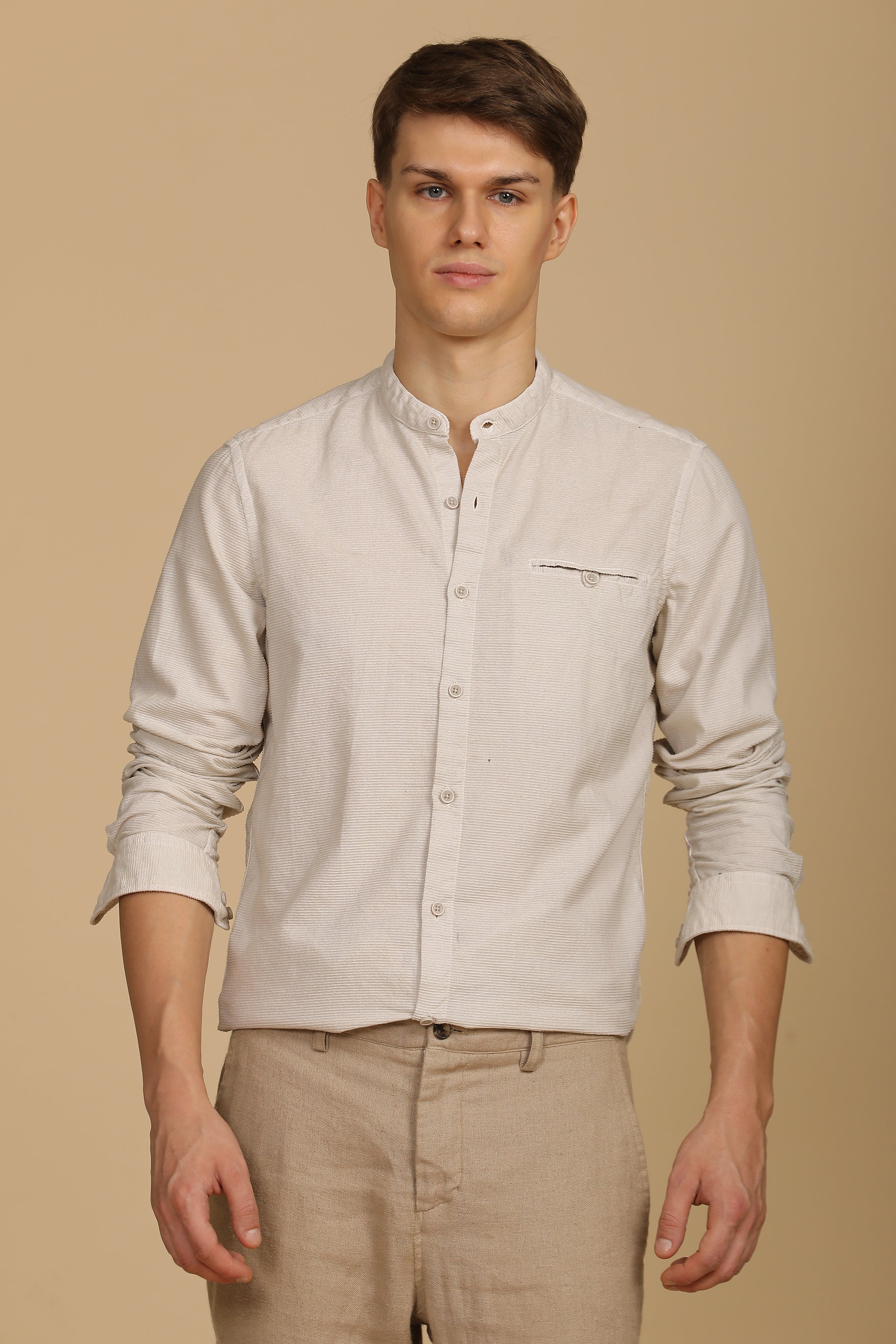 Men Corduroy Solid Shirt