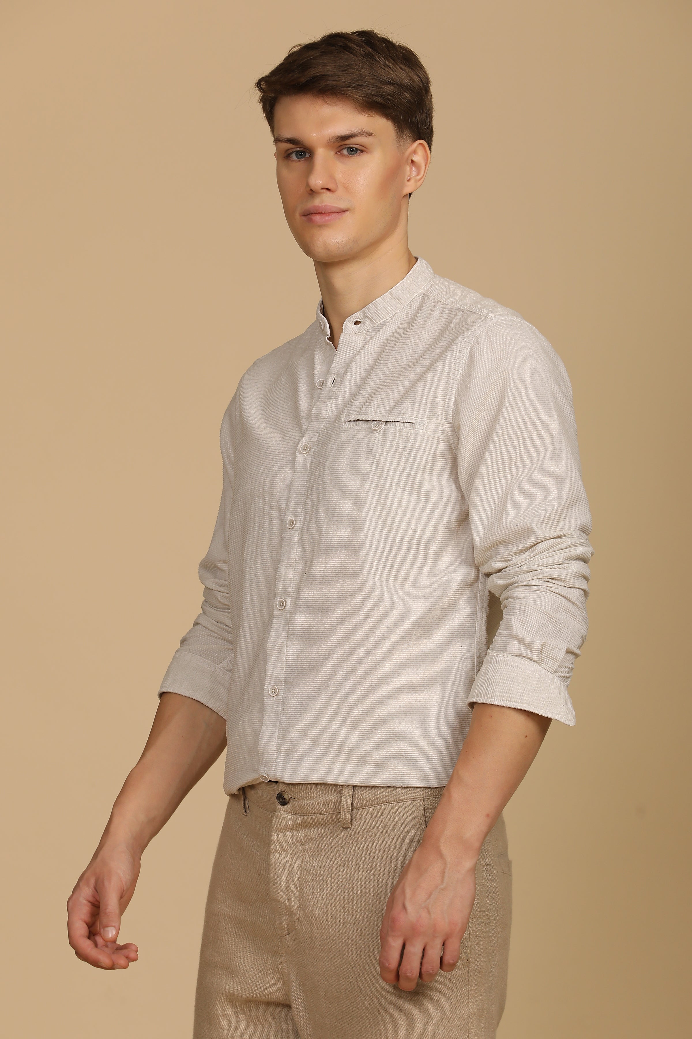 Men Corduroy Solid Shirt