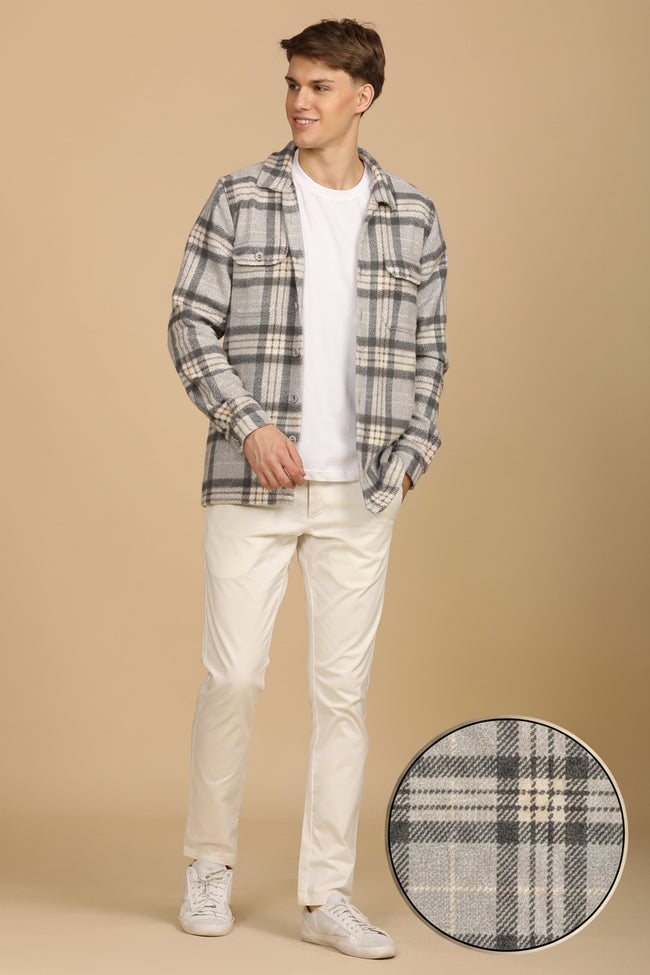 Men Brushed Check Overshirt