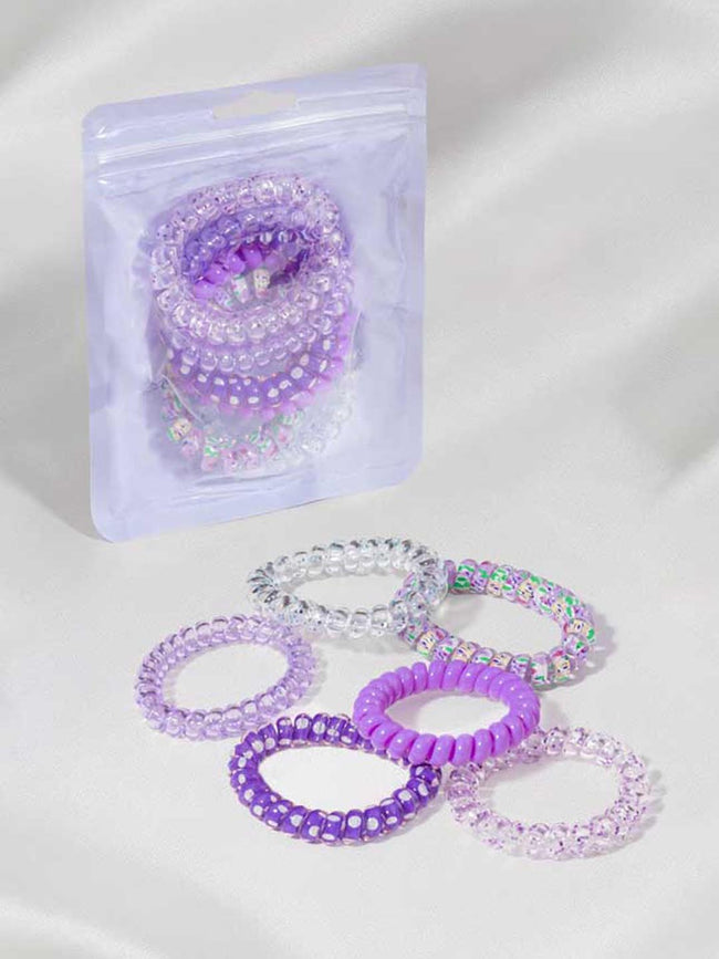 Purple Tangle-Free Spiral Hair Coils Set of 6
