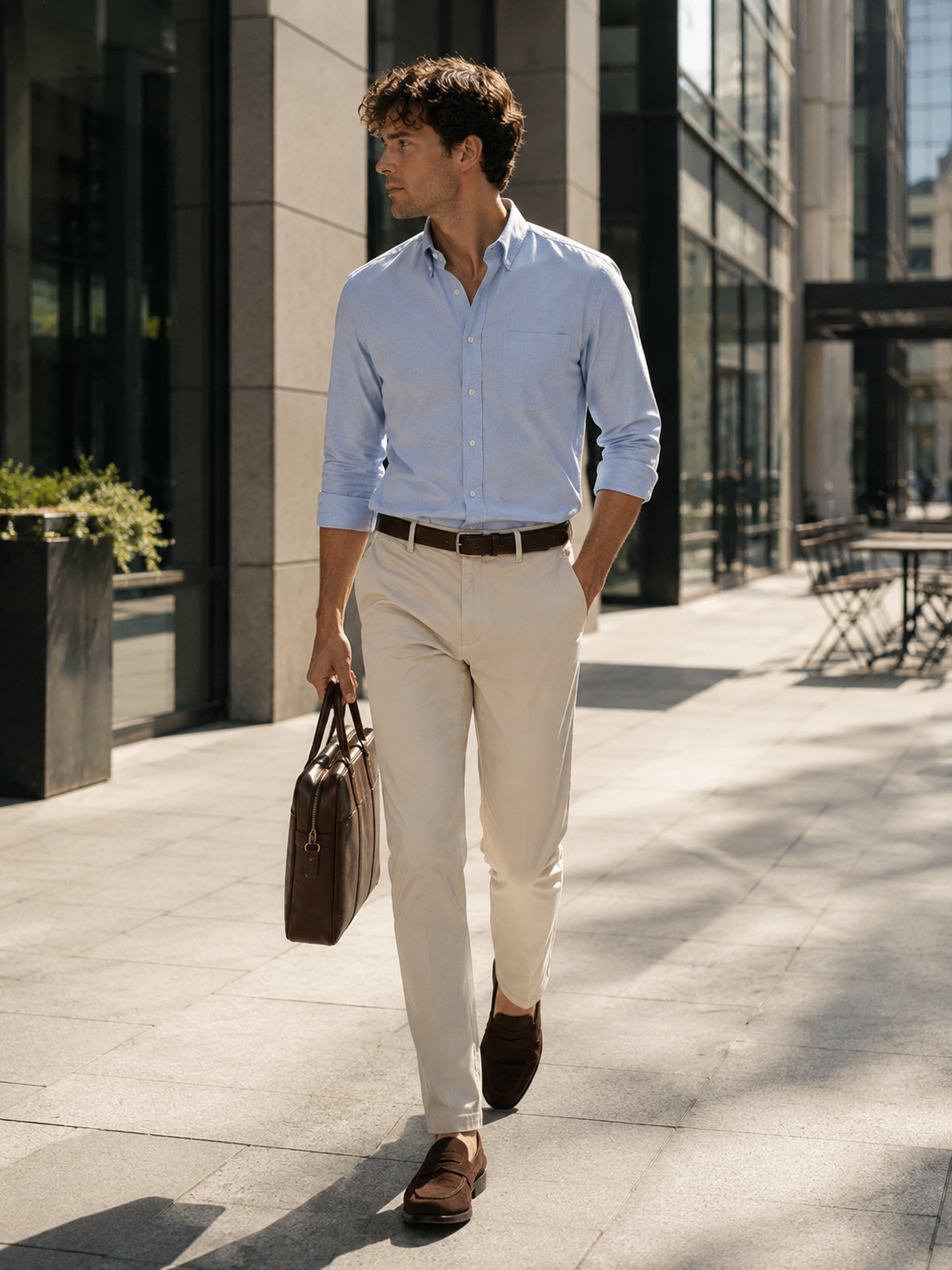 Men Cream Essential Chino Pants