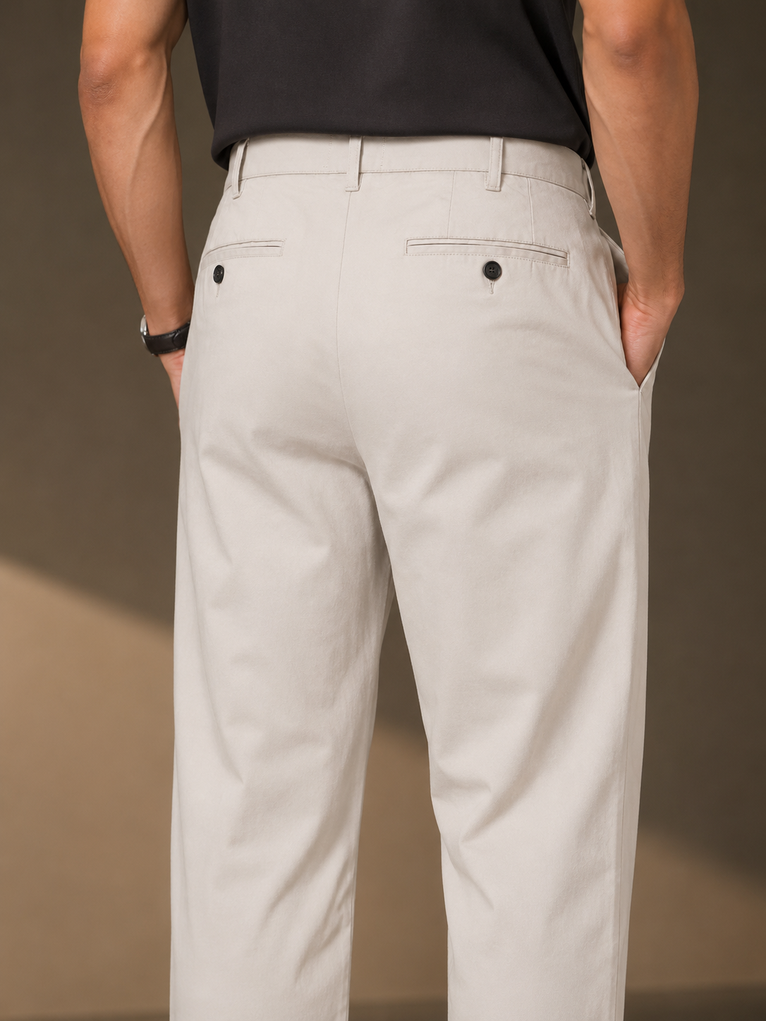Men Cream Pleated Tailored Trousers