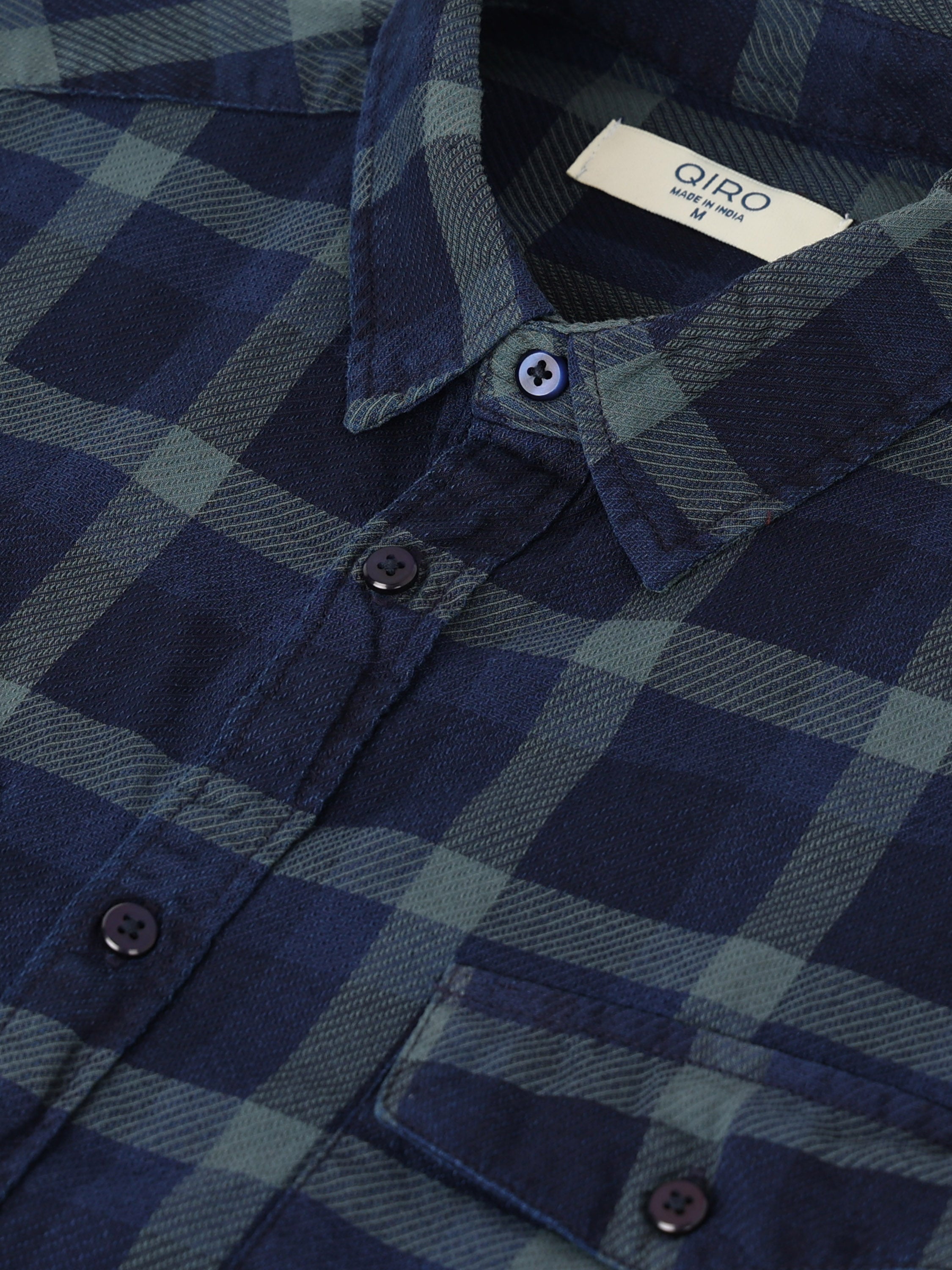 Men Navy Plaid Regular Fit Shirt