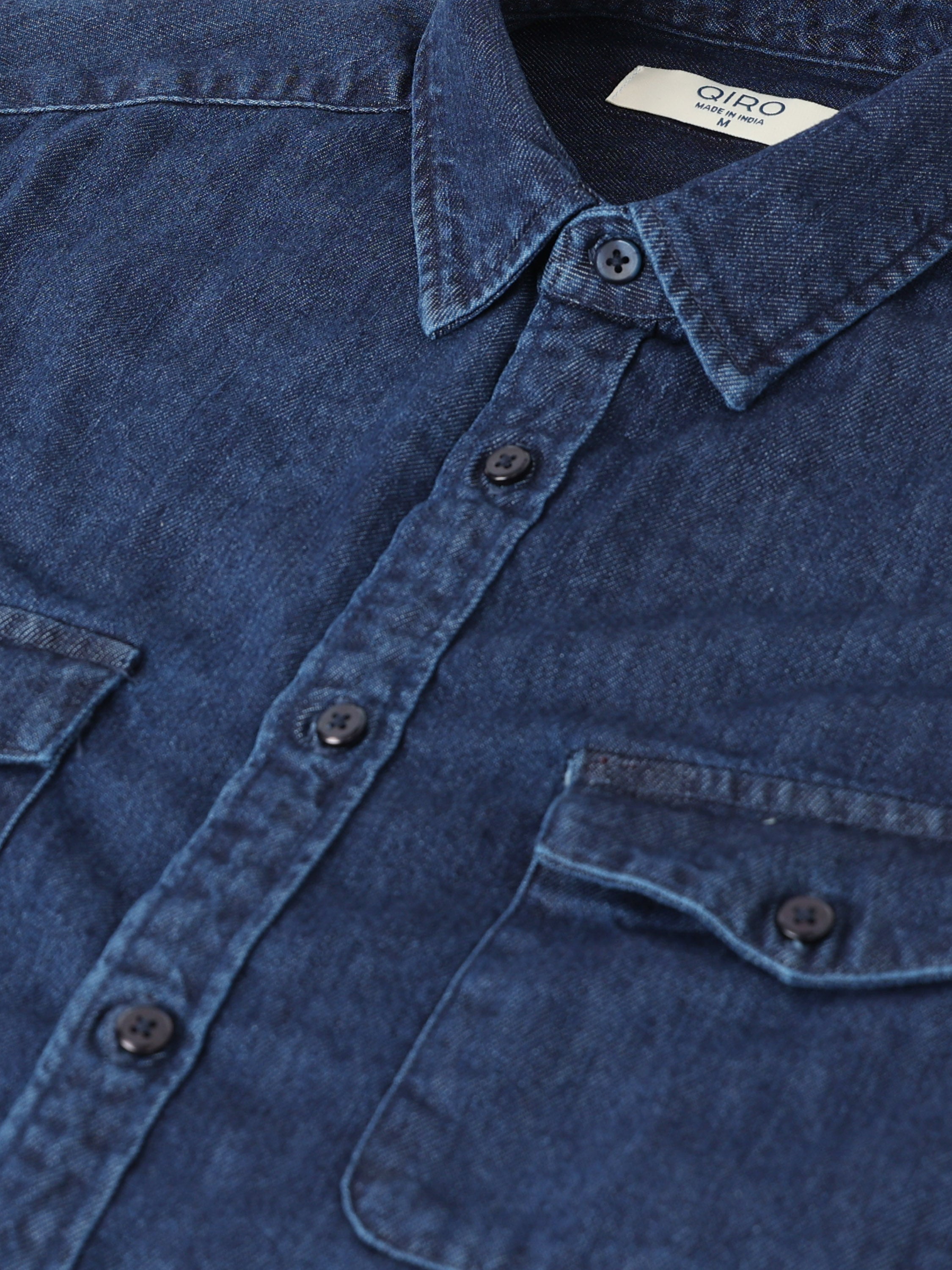 Men Blue Denim Cotton Western Shirt