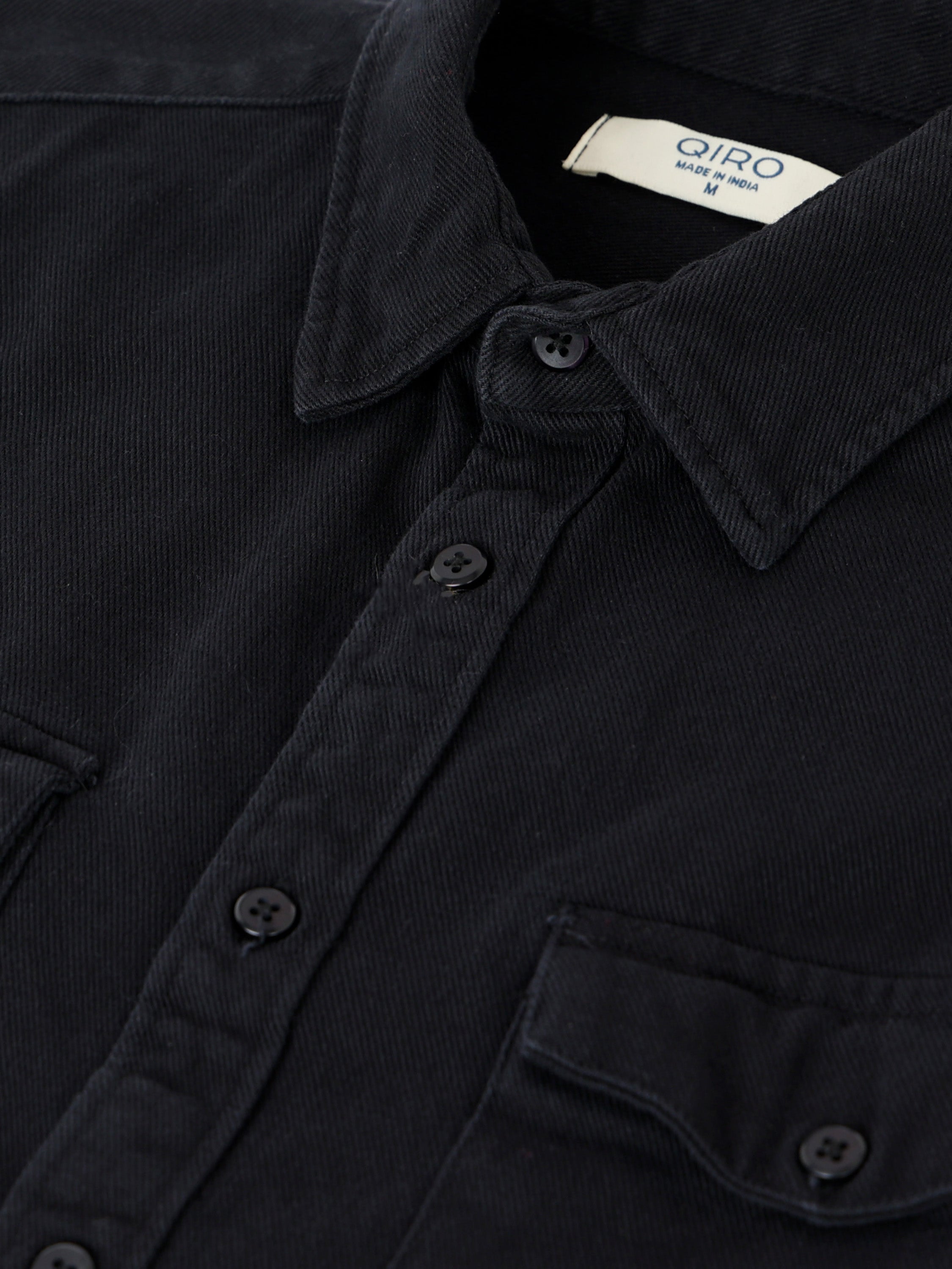 Men Black Denim Cotton Western Shirt