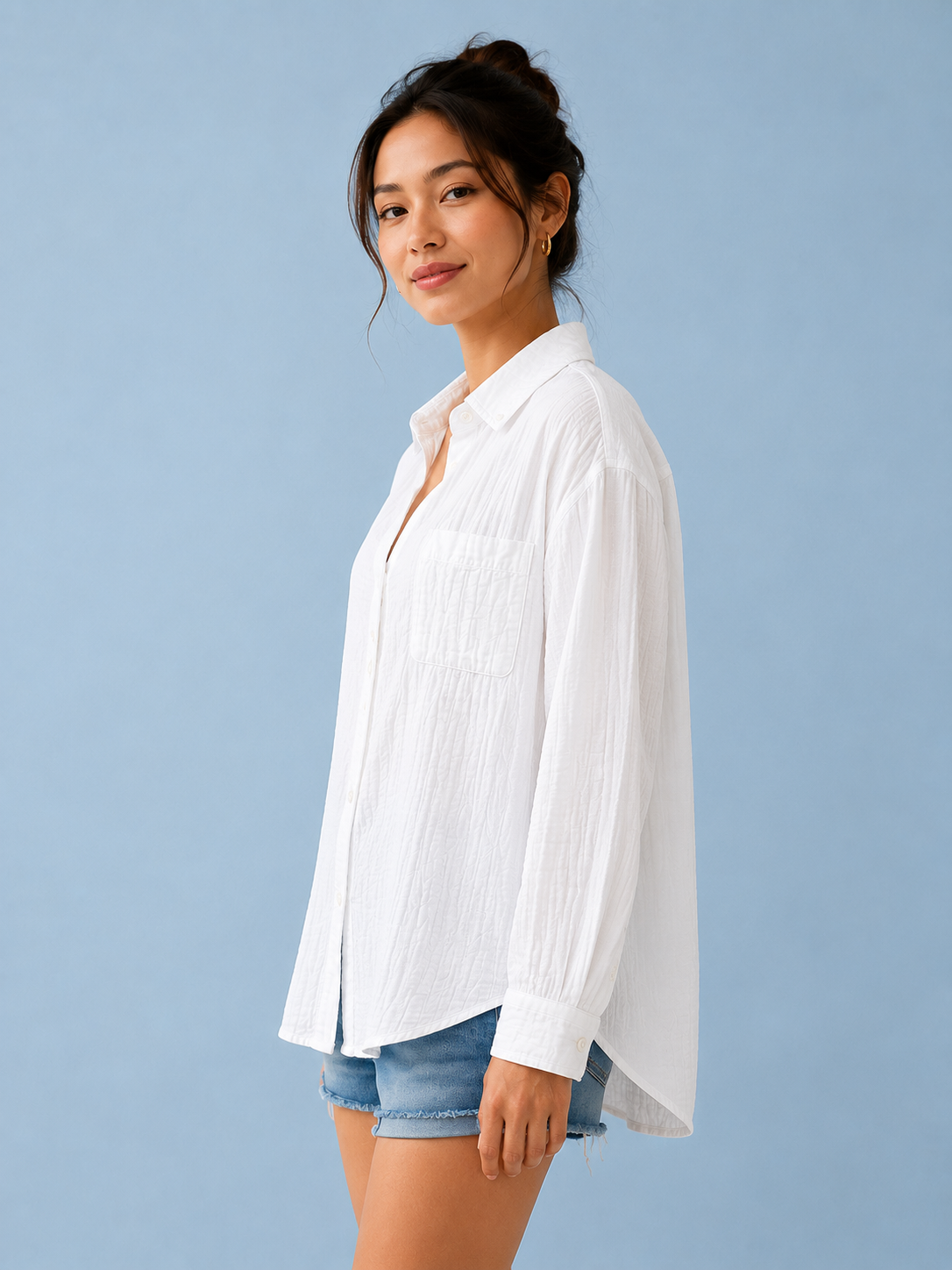 Women White Double Gauze Comfort Shirt
