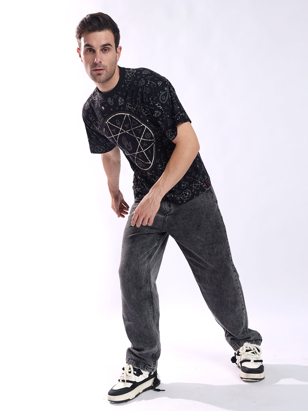 Men Black Cotton Oversized T-Shirt