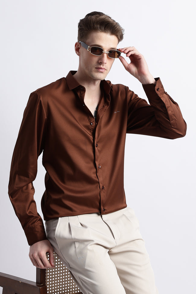 Men Smooth Satin Party Shirt