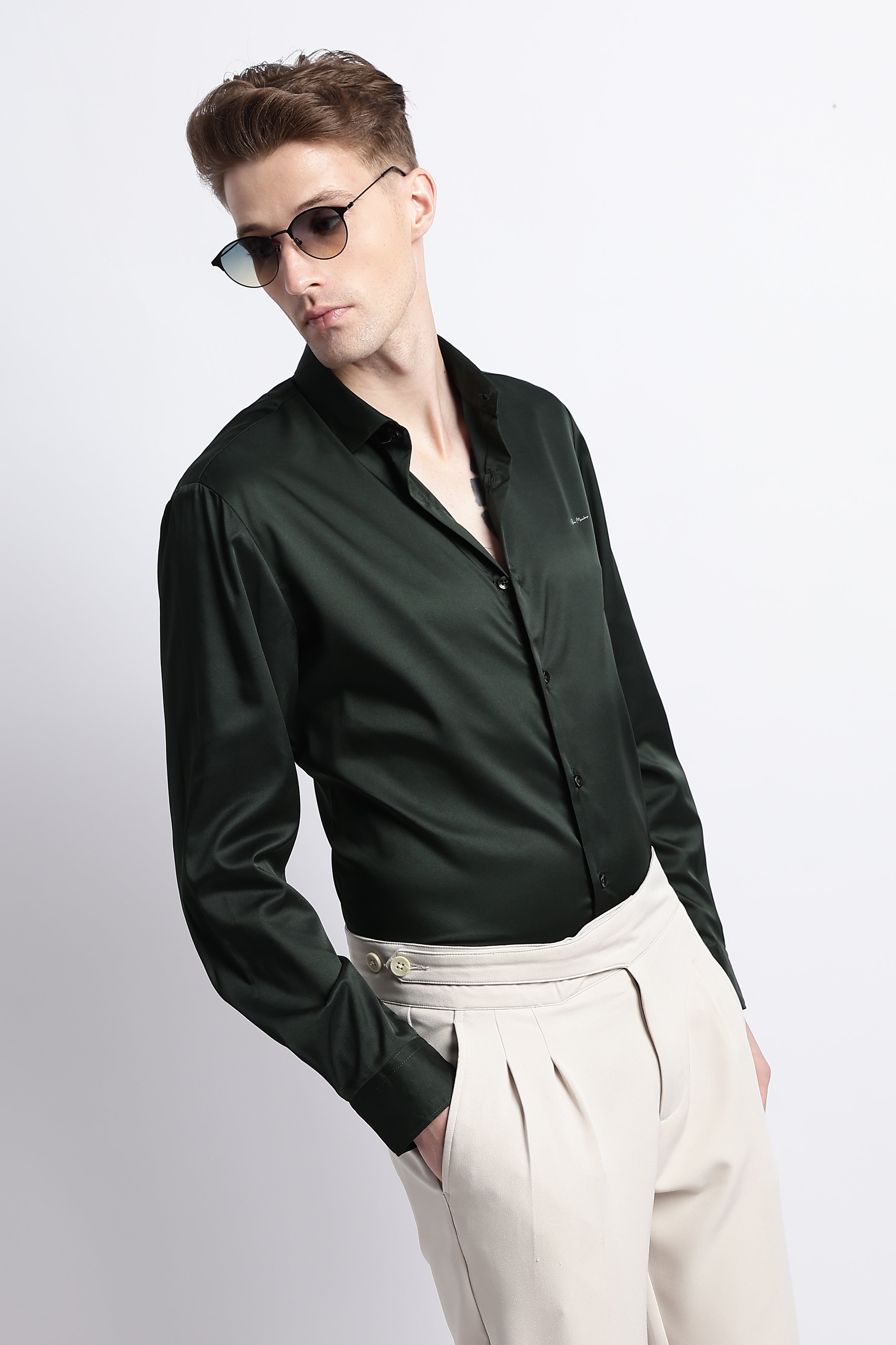 Men Smooth Satin Party Shirt