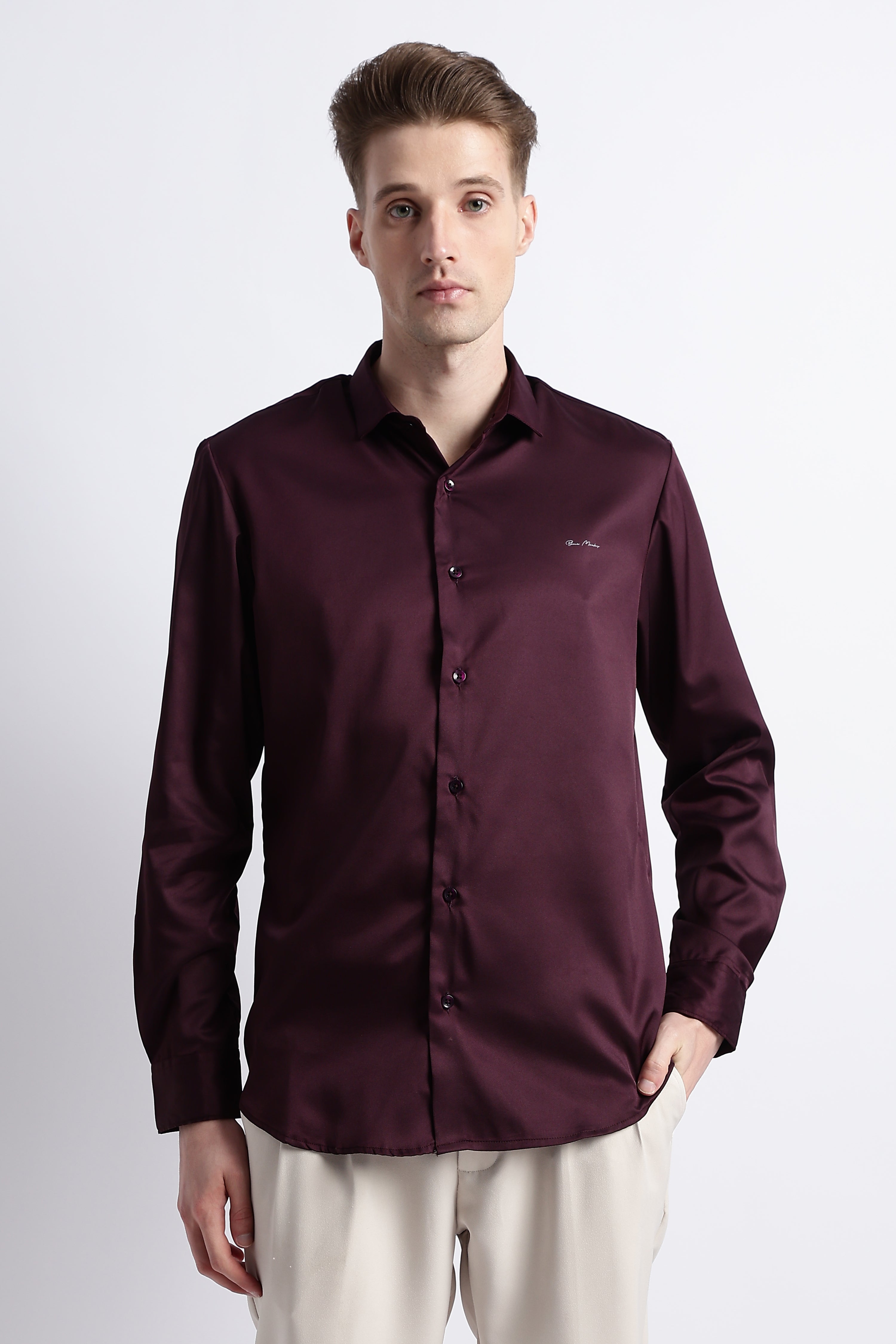 Men Smooth Satin Party Shirt