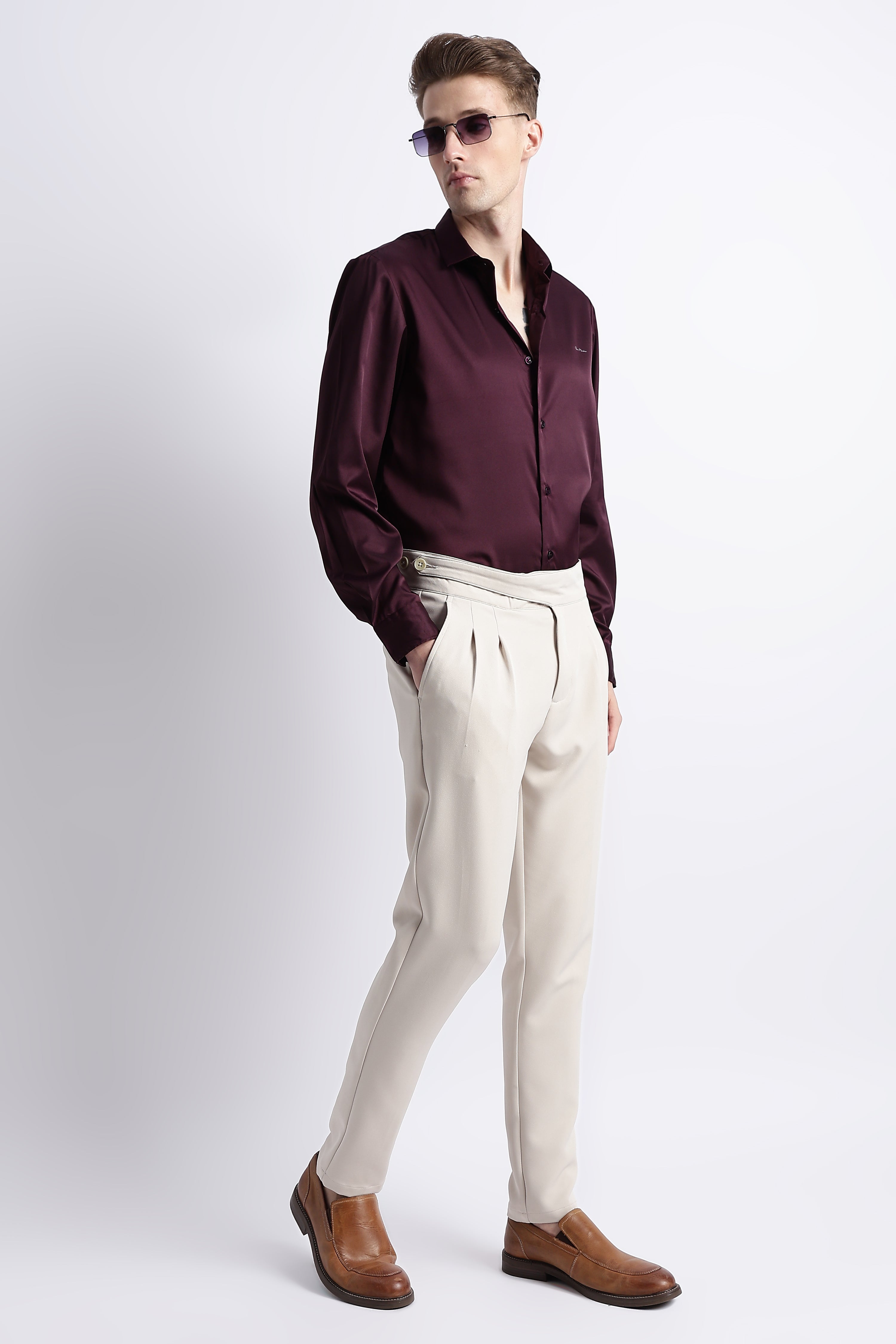 Men Smooth Satin Party Shirt