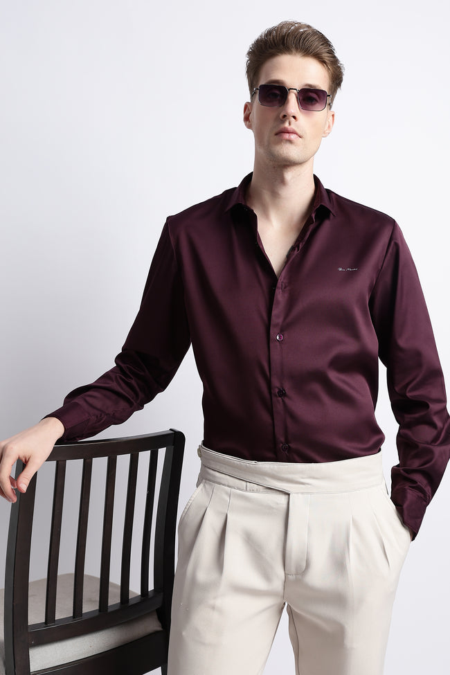 Men Smooth Satin Party Shirt
