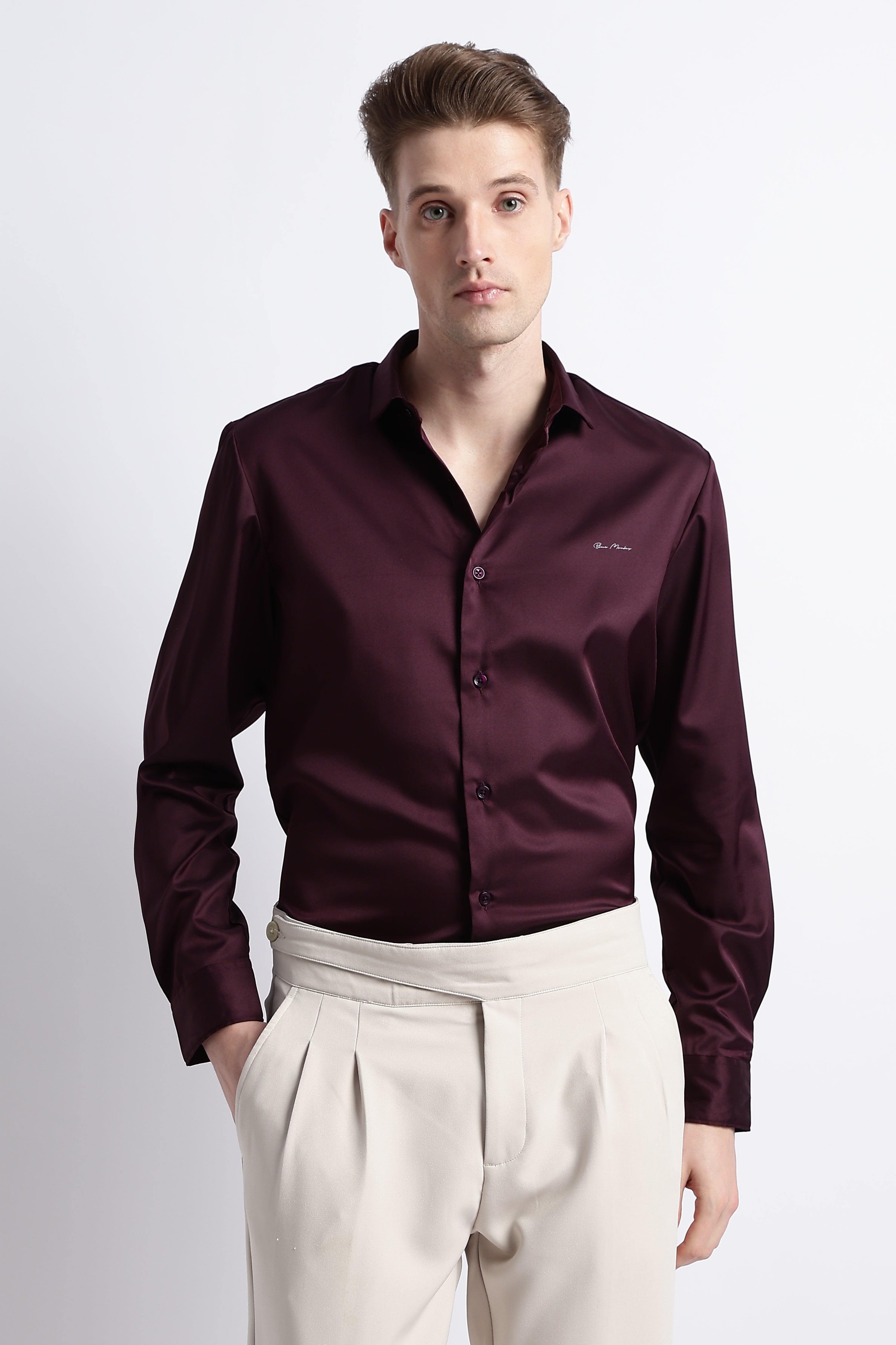 Men Smooth Satin Party Shirt