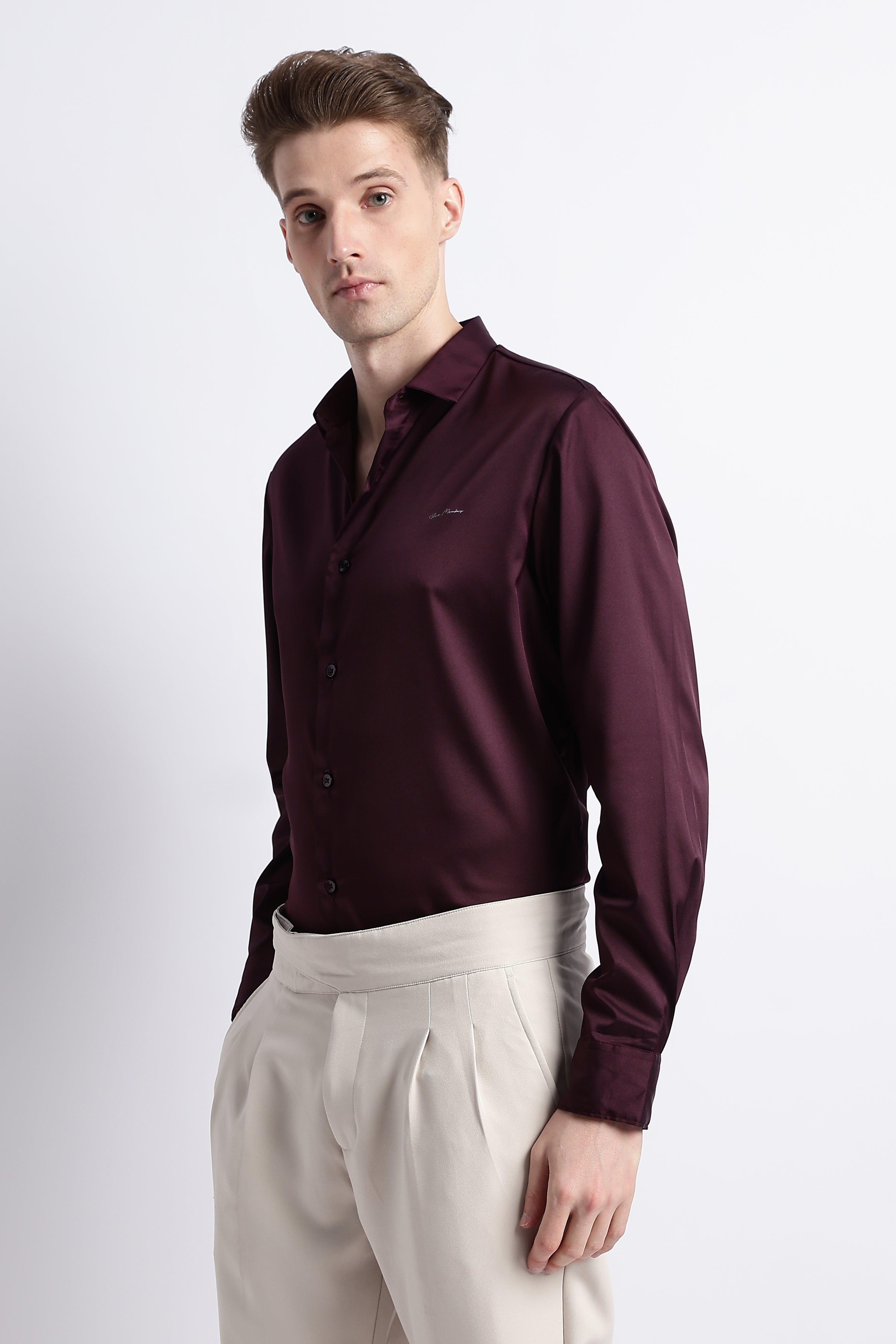 Men Smooth Satin Party Shirt
