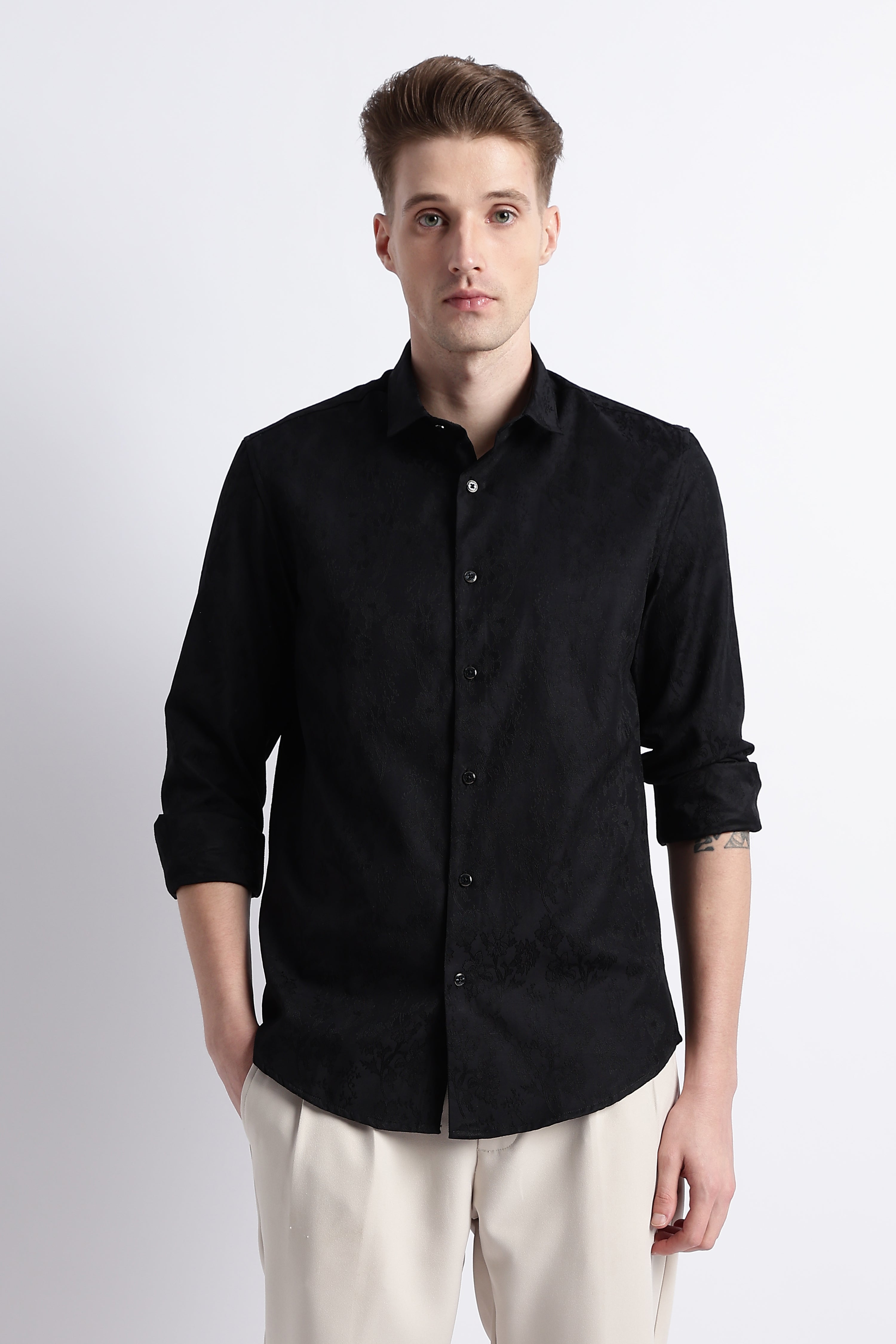 Men Textured Jacquard Shirt