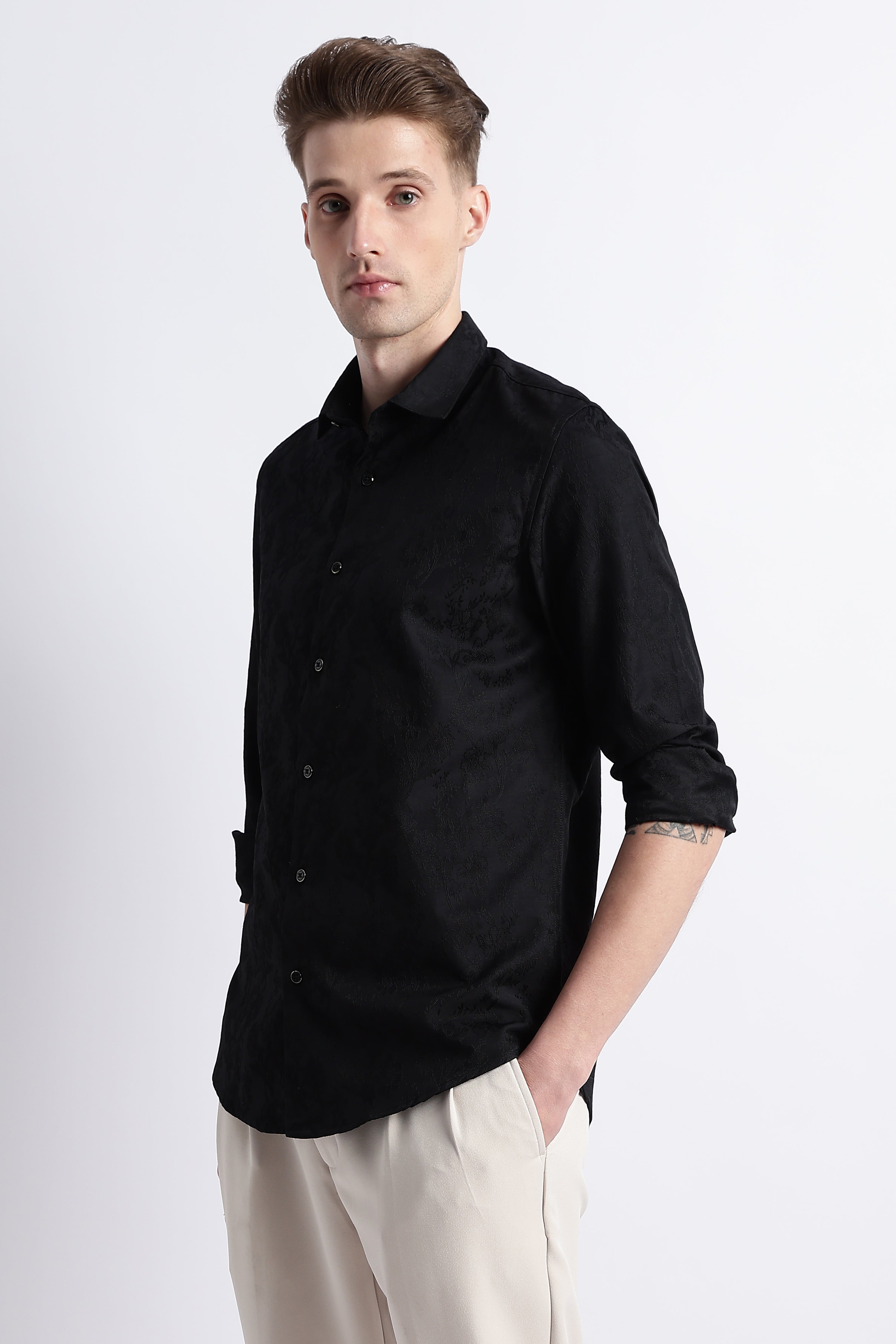 Men Textured Jacquard Shirt