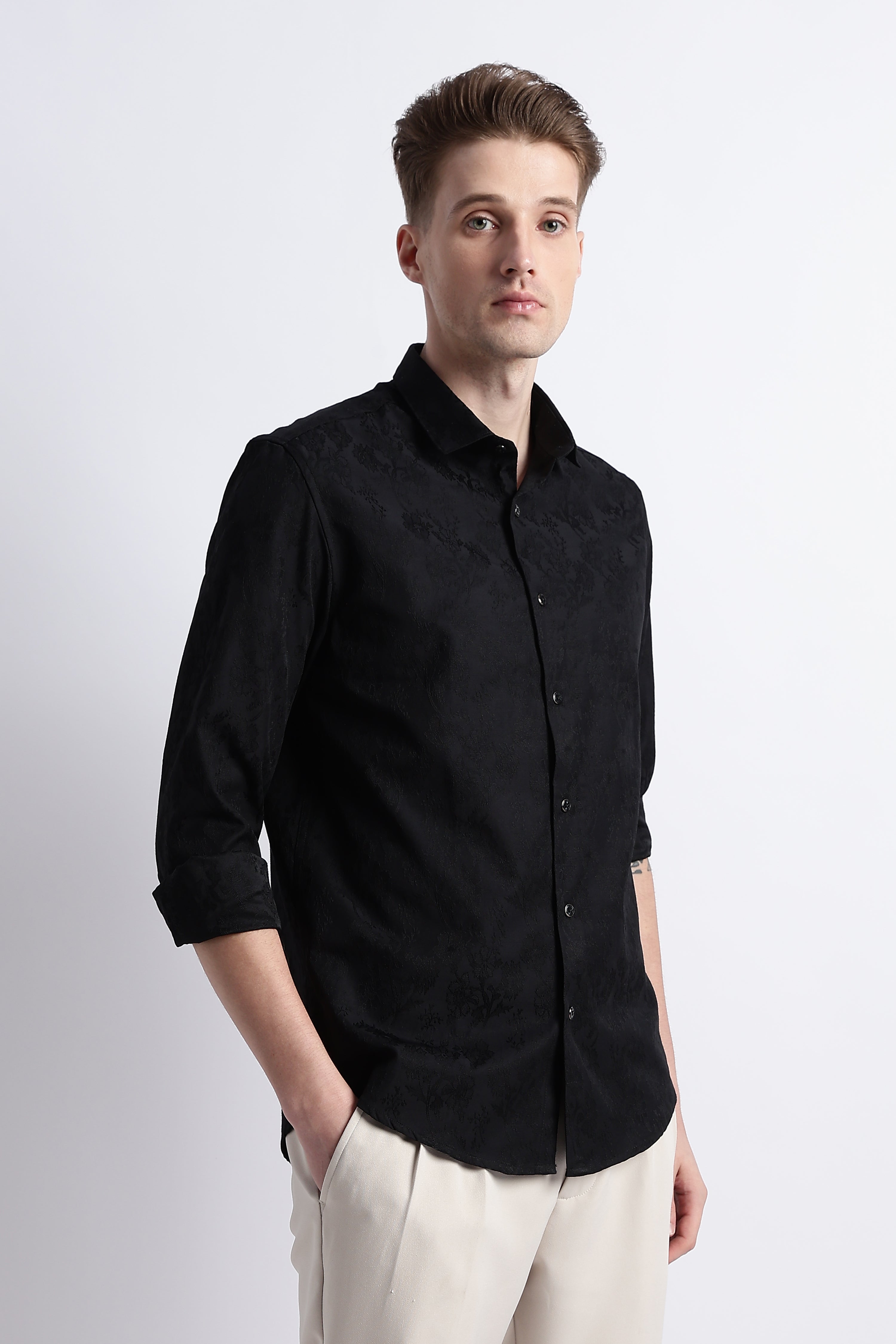Men Textured Jacquard Shirt