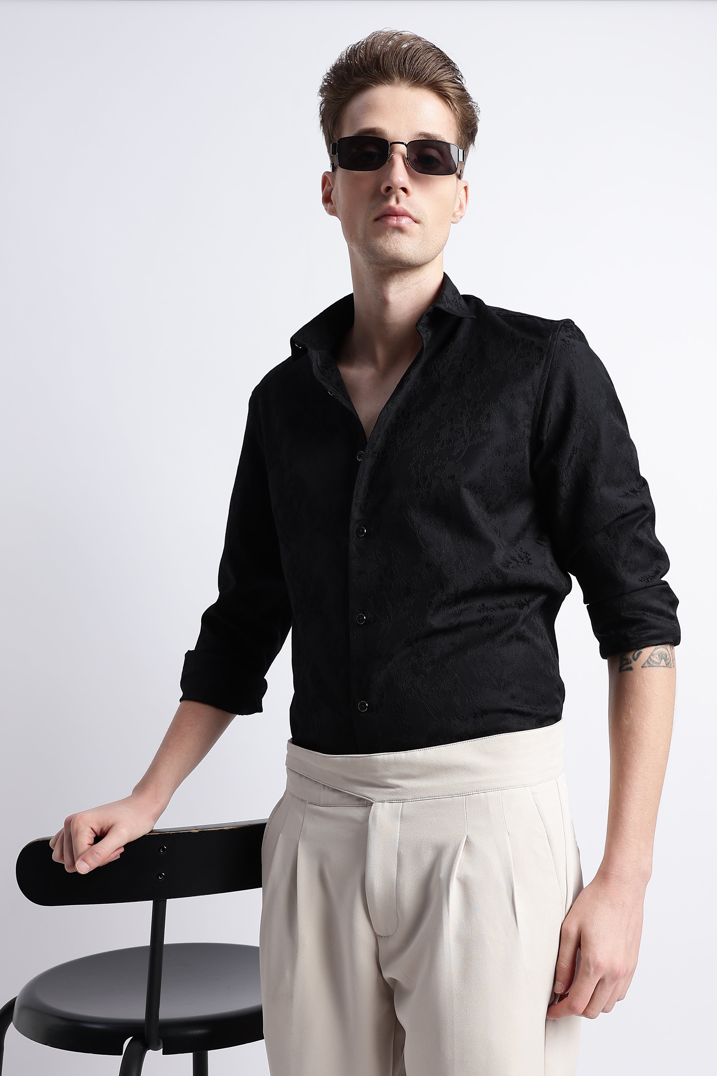 Men Textured Jacquard Shirt