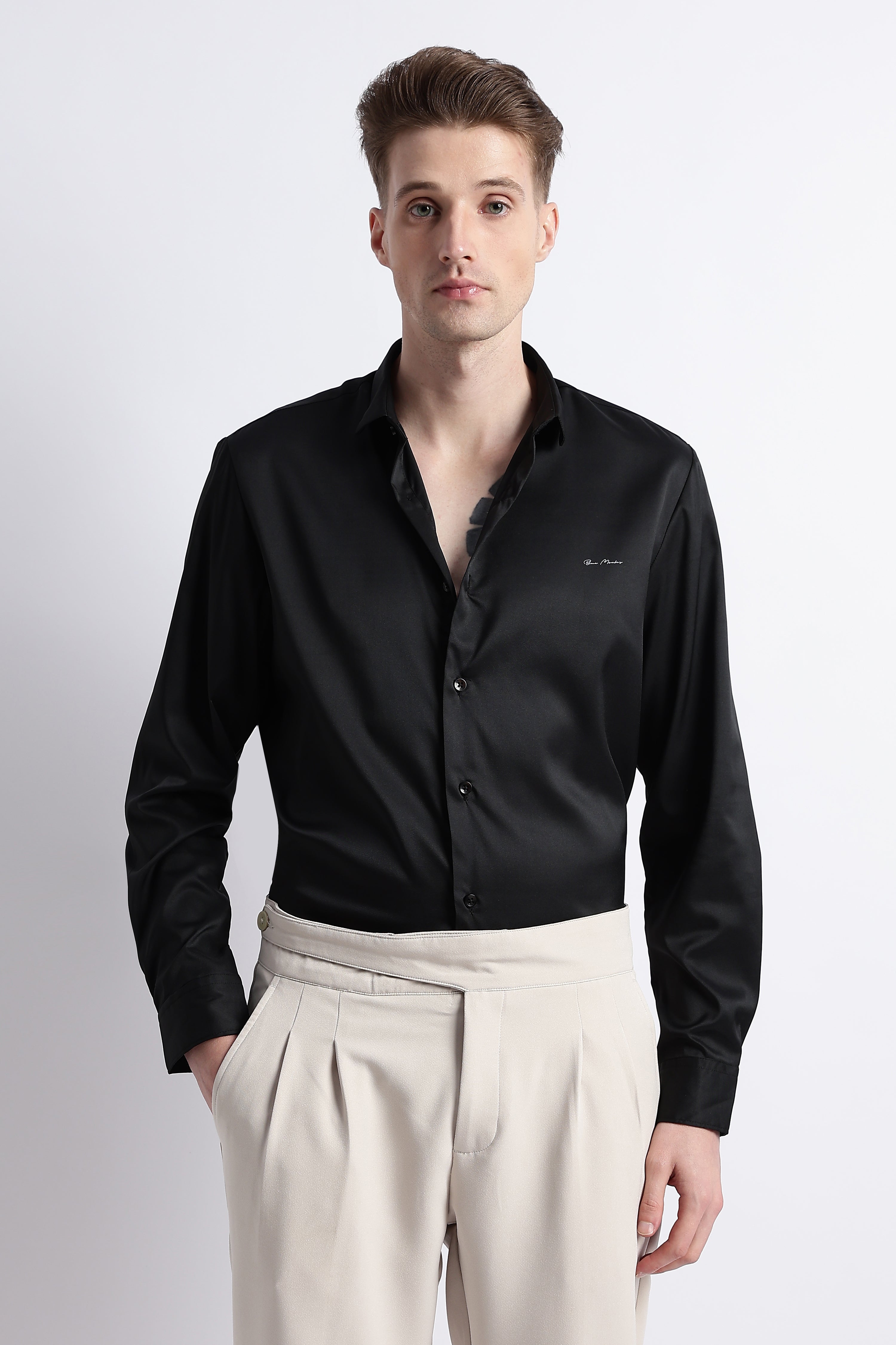 Men Smooth Satin Party Shirt