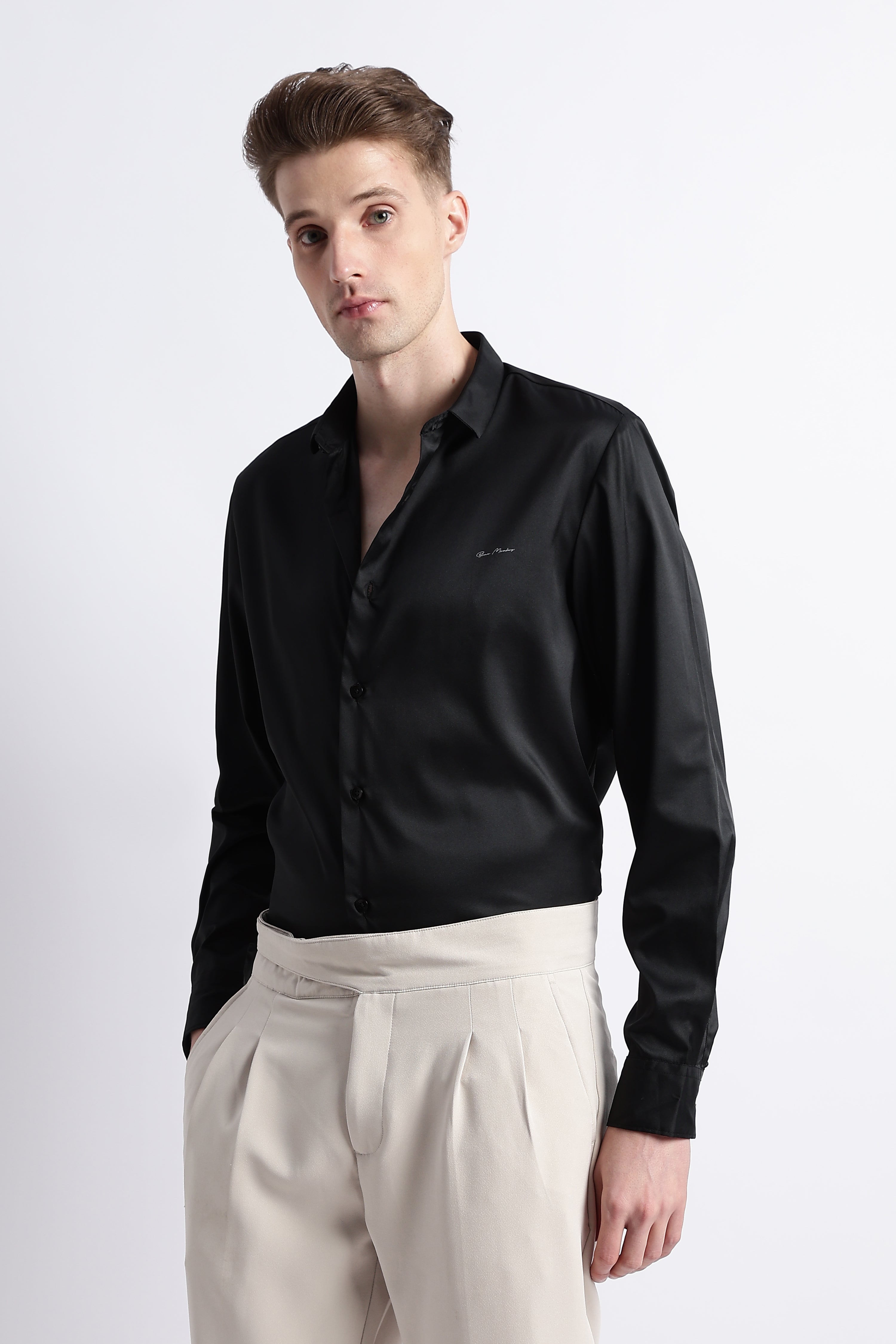 Men Smooth Satin Party Shirt