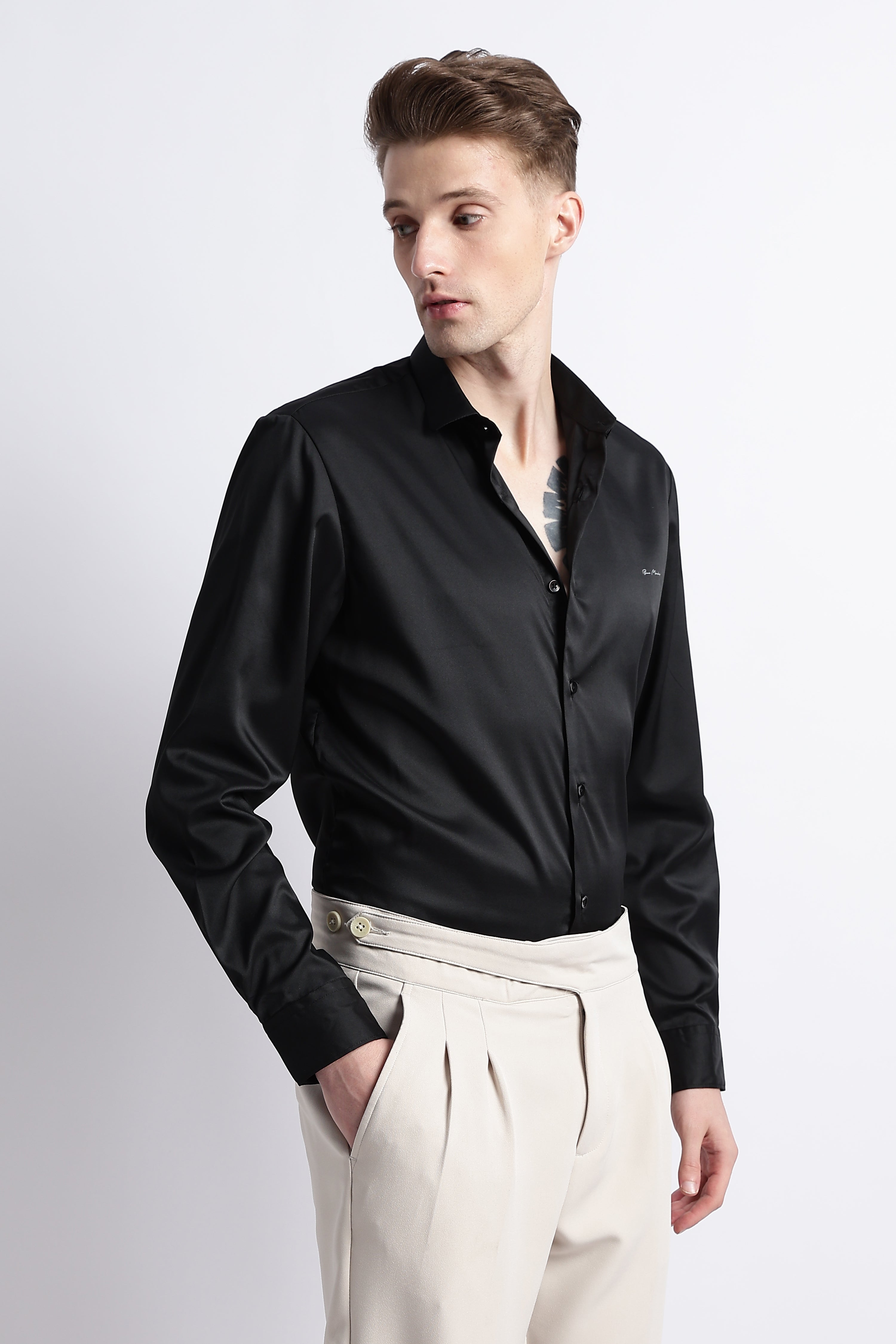 Men Smooth Satin Party Shirt