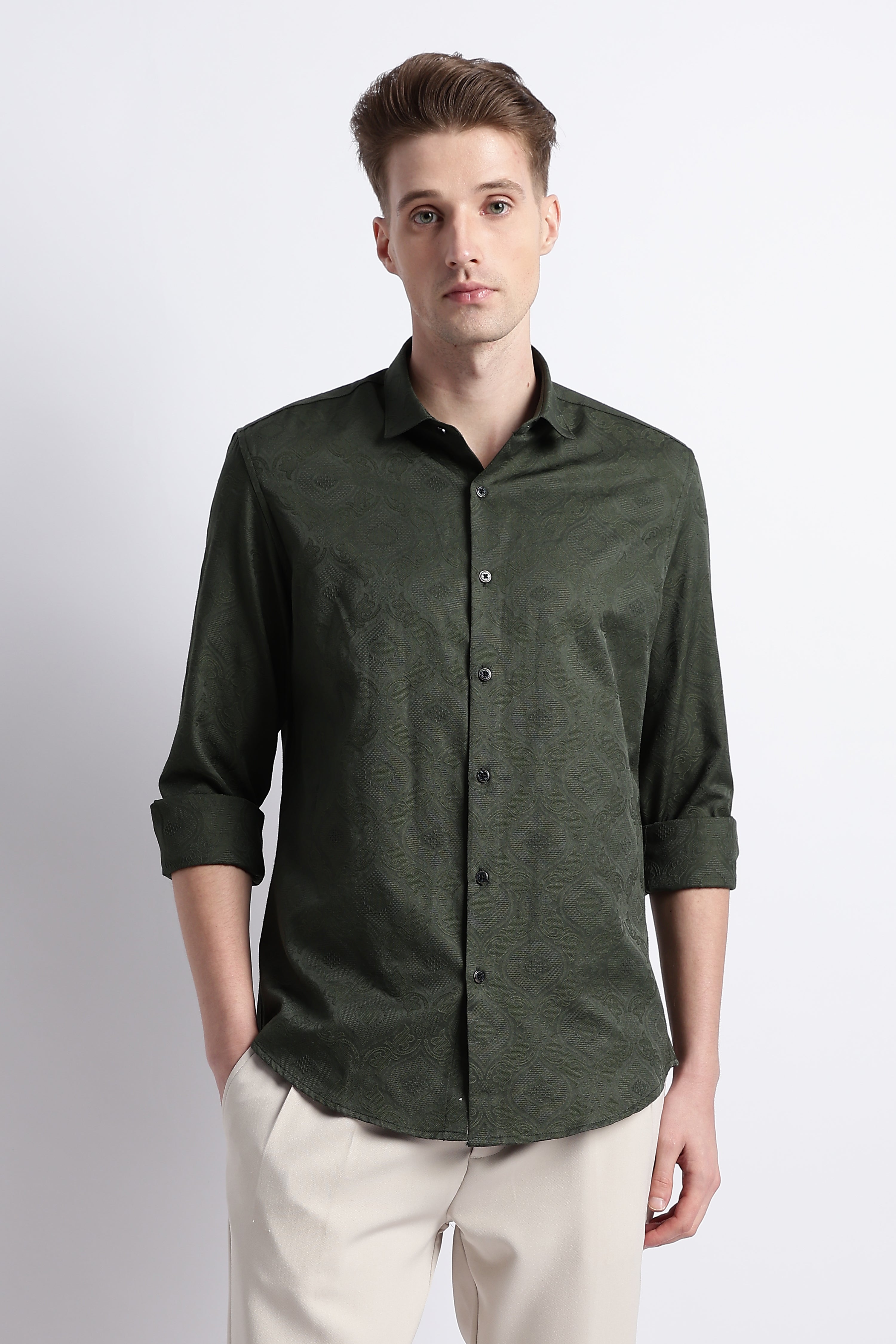 Men Textured Jacquard Shirt